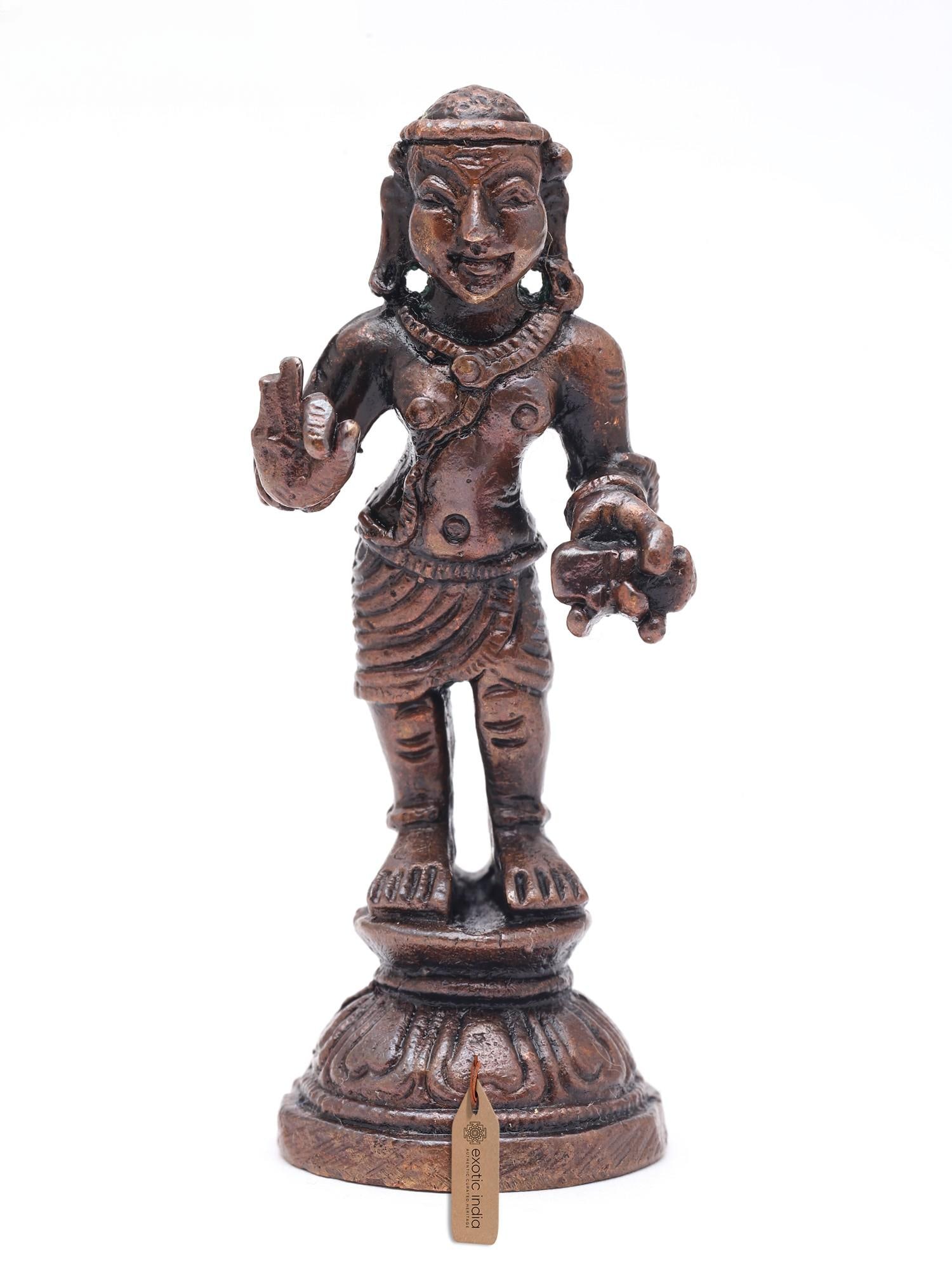 3" Small Saint Manikkavacakar - Tamil Saiva Saint and Bhakti Movement Leader | Copper Statue | Made (1 of 2)