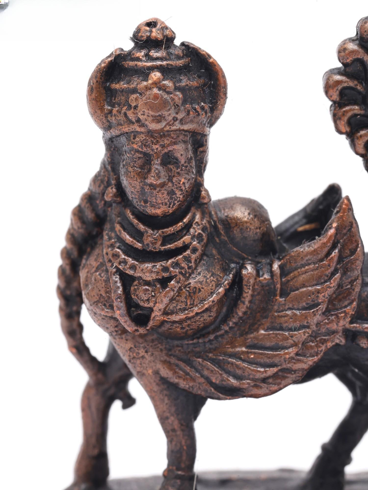 Small Goddess Kamdhenu Standing on Base - For Prosperity & Positivity | Copper Statue | Made in - 2