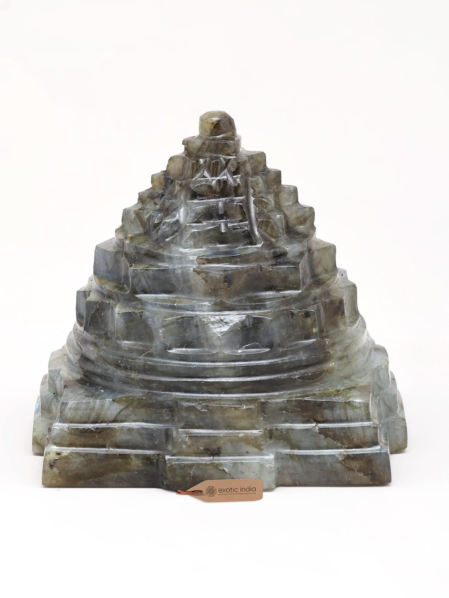 2" Small Sacred Shri Yantra Meru for Vastu Remedy | Labradorite Gemstone: Description: 2" Small Sacred Shri Yantra Meru for Vastu Remedy | Labradorite Gemstone