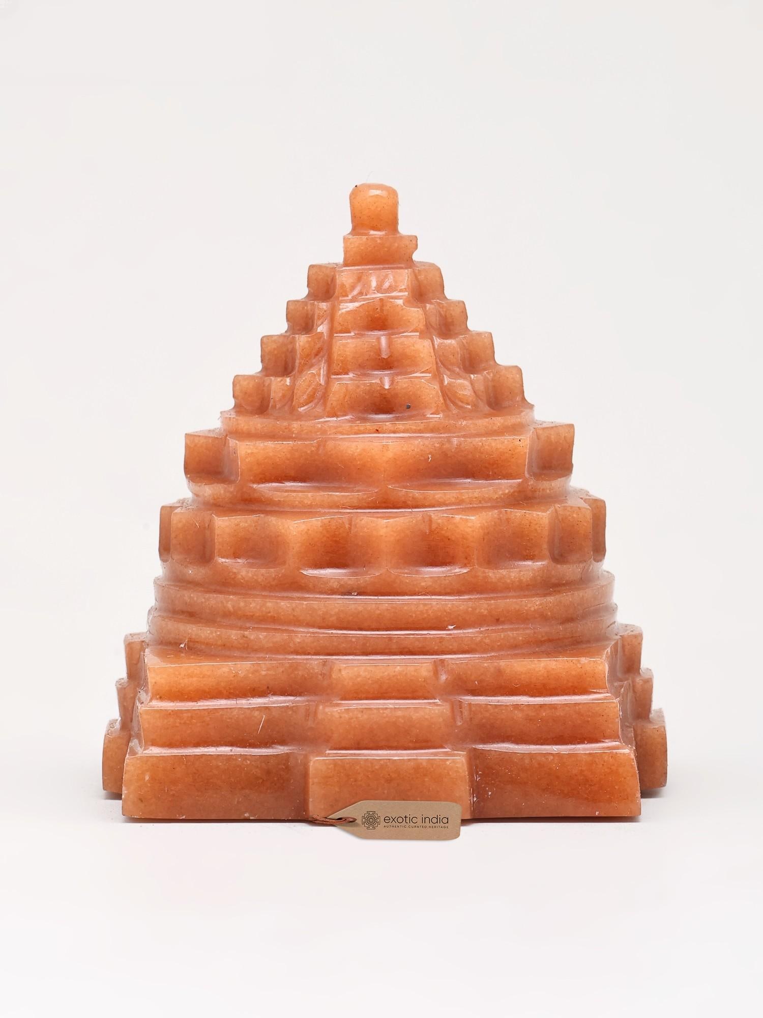 2" Small Shri Yantra Meru Sculpture for Spiritual Energy and Prosperity | Red Jade Gemstone: Description: 2" Small Shri Yantra Meru Sculpture for Spiritual Energy and Prosperity | Red Jade Gemstone
