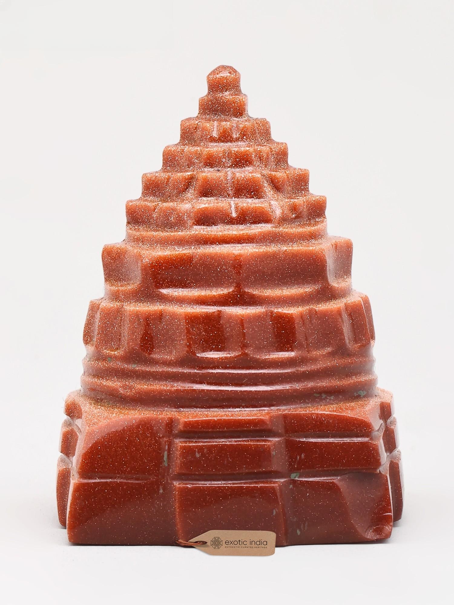 2" Small Shri Yantra Meru Idol for Positive Energy | Red Sun Gemstone (1 of 2)