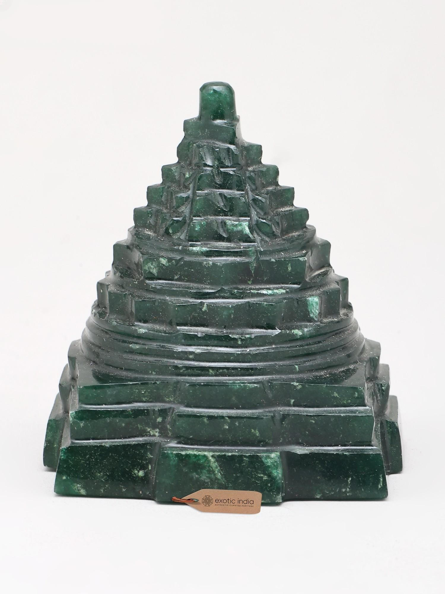 2" Small Meru Pyramid Shri Yantra for Prosperity and Vastu | Green Jade Gemstone: Description: 2" Small Meru Pyramid Shri Yantra for Prosperity and Vastu | Green Jade Gemstone