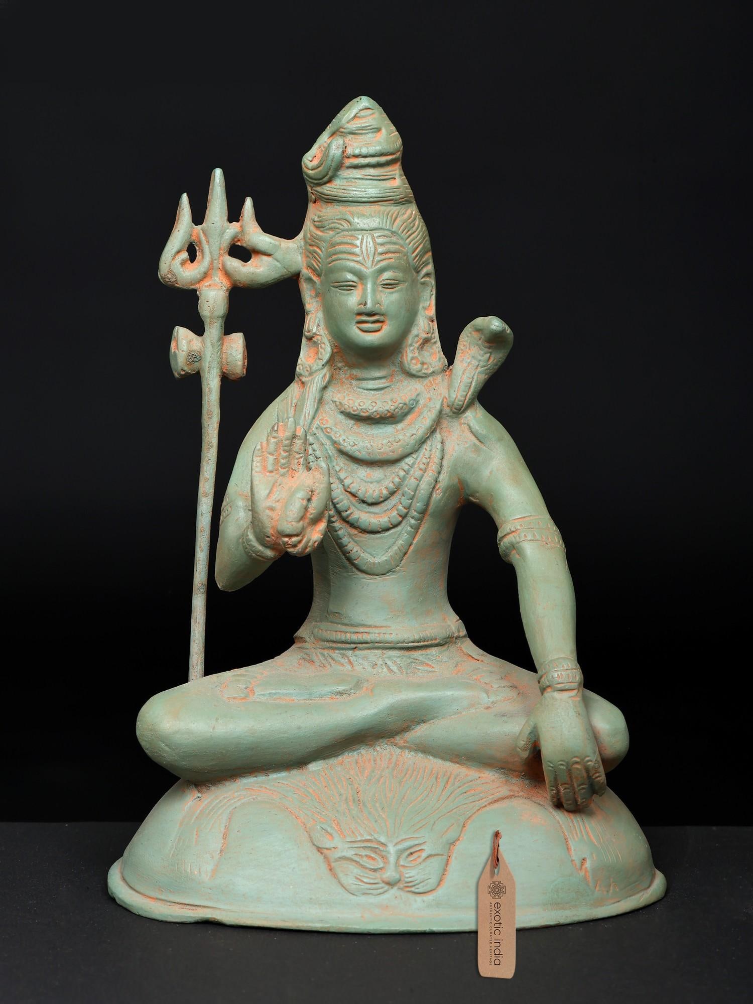 7" Meditative Lord Shiva in Blessing Gesture | Brass Statue | Made in India: Description: 7" Meditative Lord Shiva in Blessing Gesture | Brass Statue | Made in India