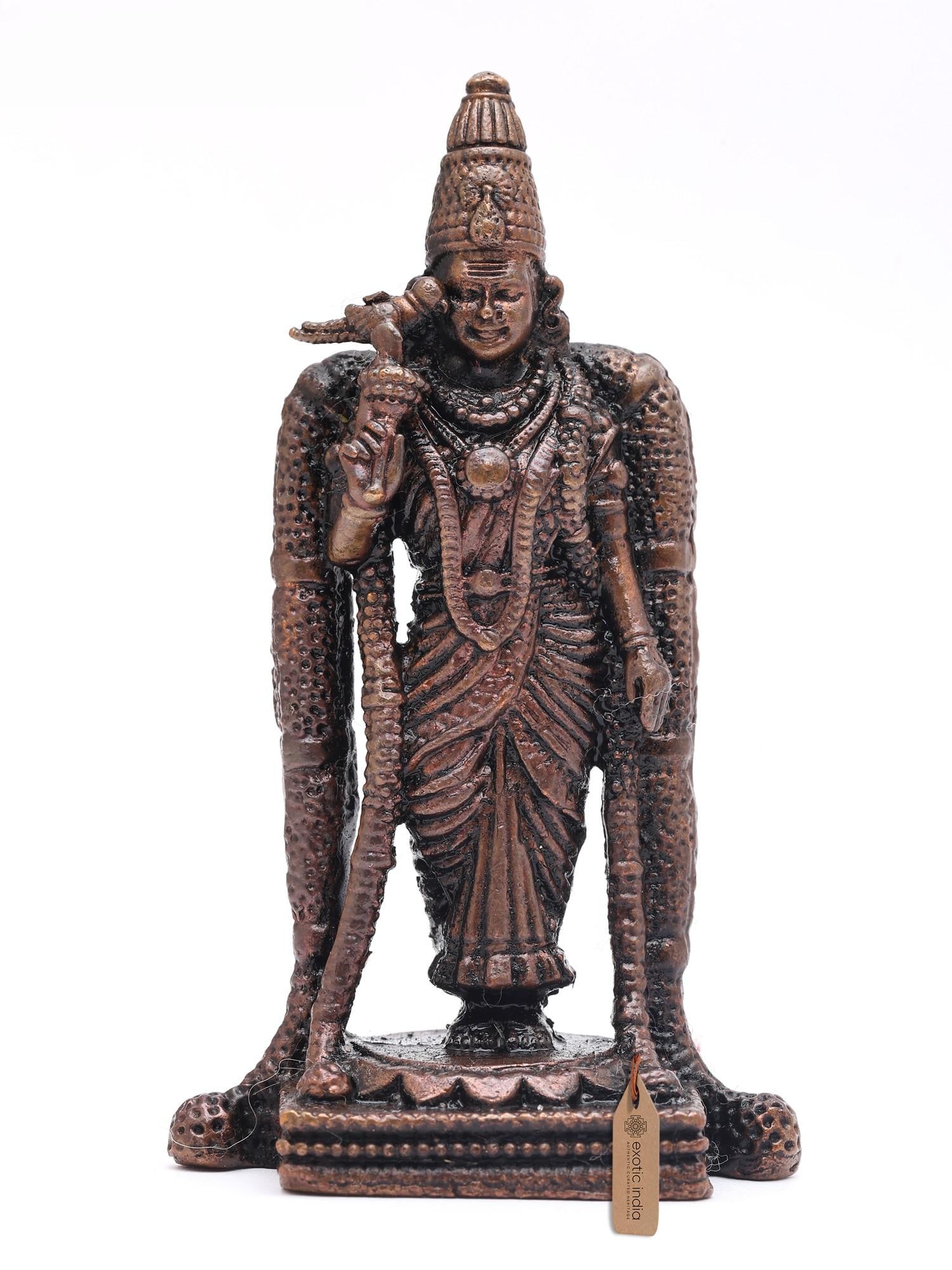 2" Small Standing Goddess Minakshi | Copper Statue: Description: 2" Small Standing Goddess Minakshi | Copper Statue