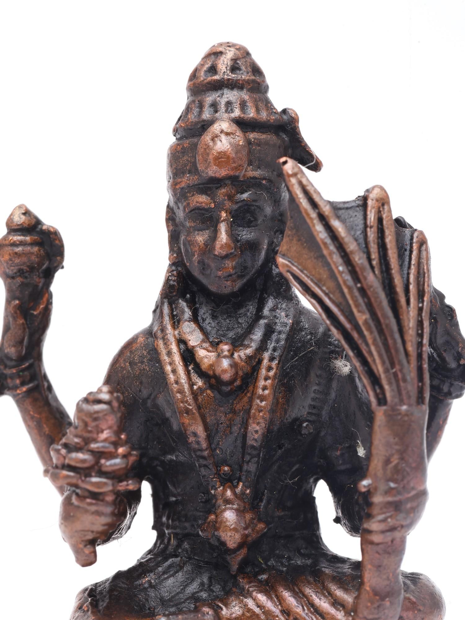 2" Small Goddess Rajarajeshvari | Copper Statue - 2