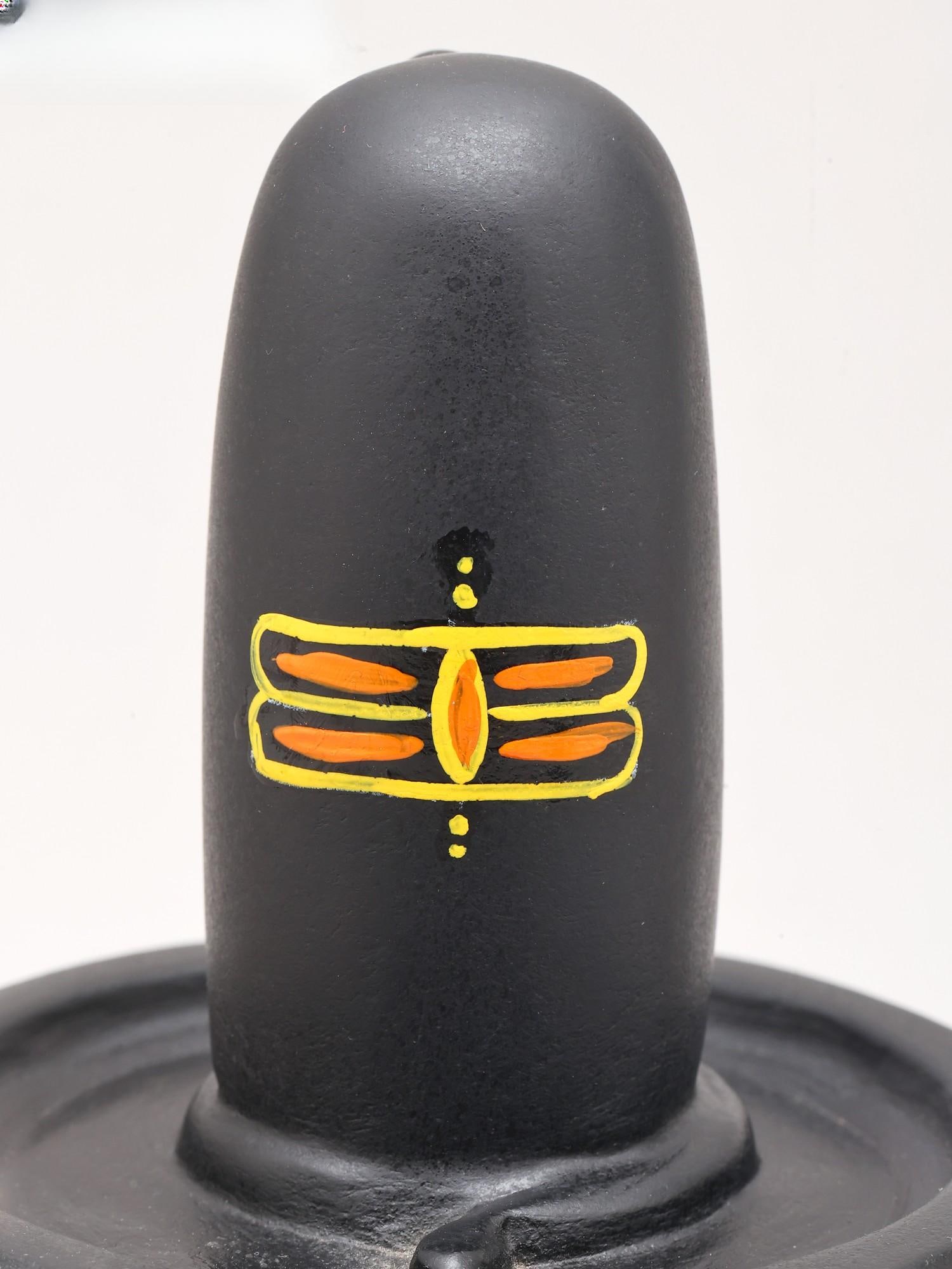 6" Small Black Marble Shivalingam - 2