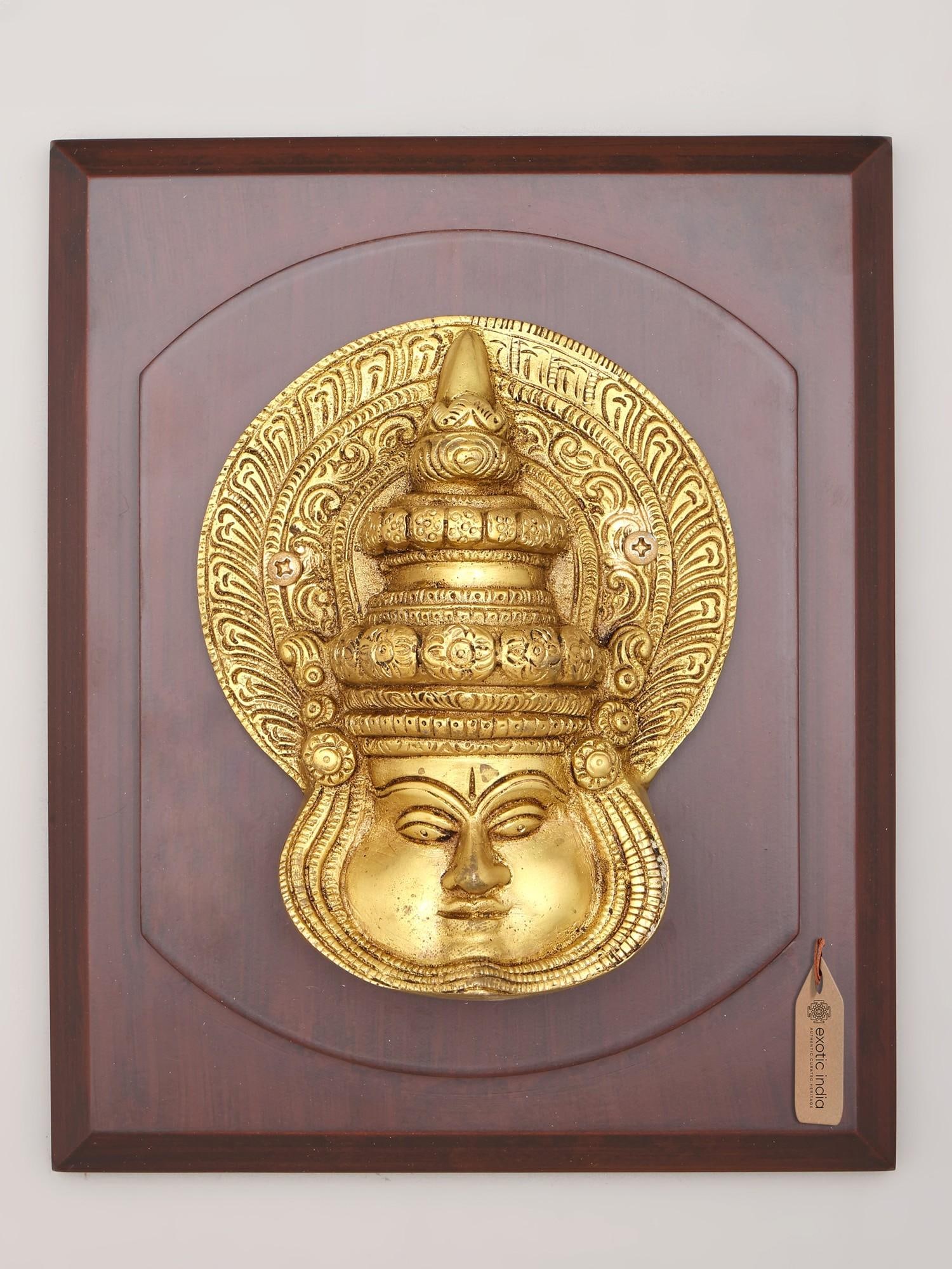 8" Wood Framed Kathakali Face Statue | Wall Hanging (1 of 2)