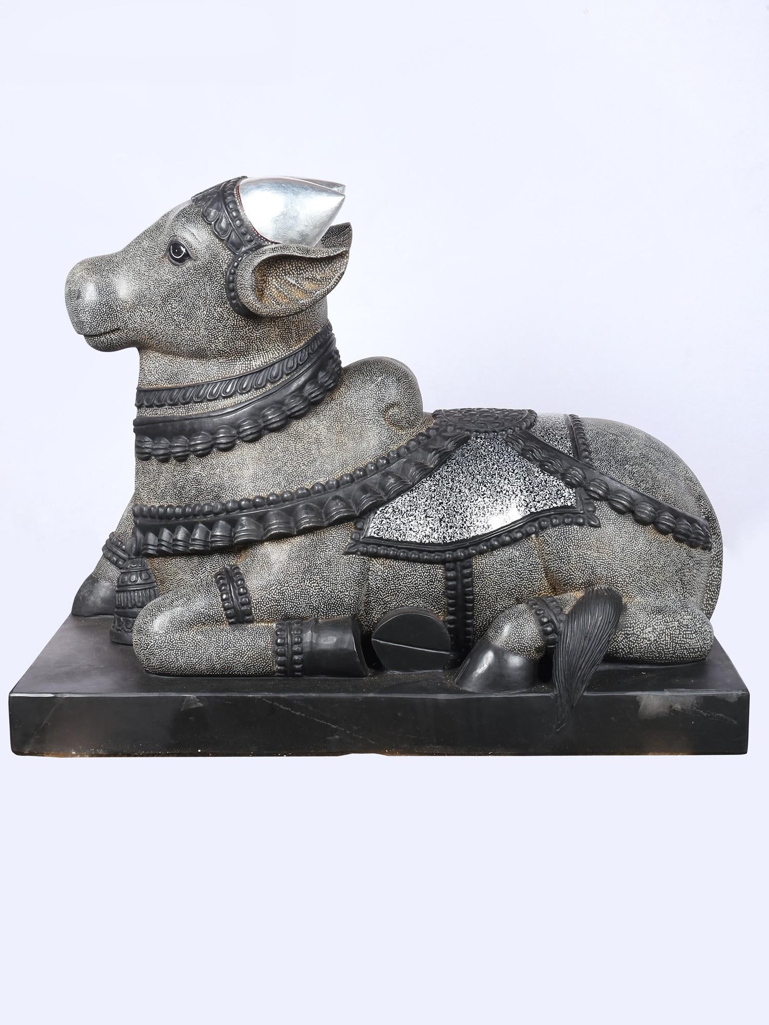 39" Large Nandi - Lord Shiva's Vahana | Marble Statue | Shipped by Sea Overseas: Description: 39" Large Nandi - Lord Shiva's Vahana | Marble Statue | Shipped by Sea Overseas