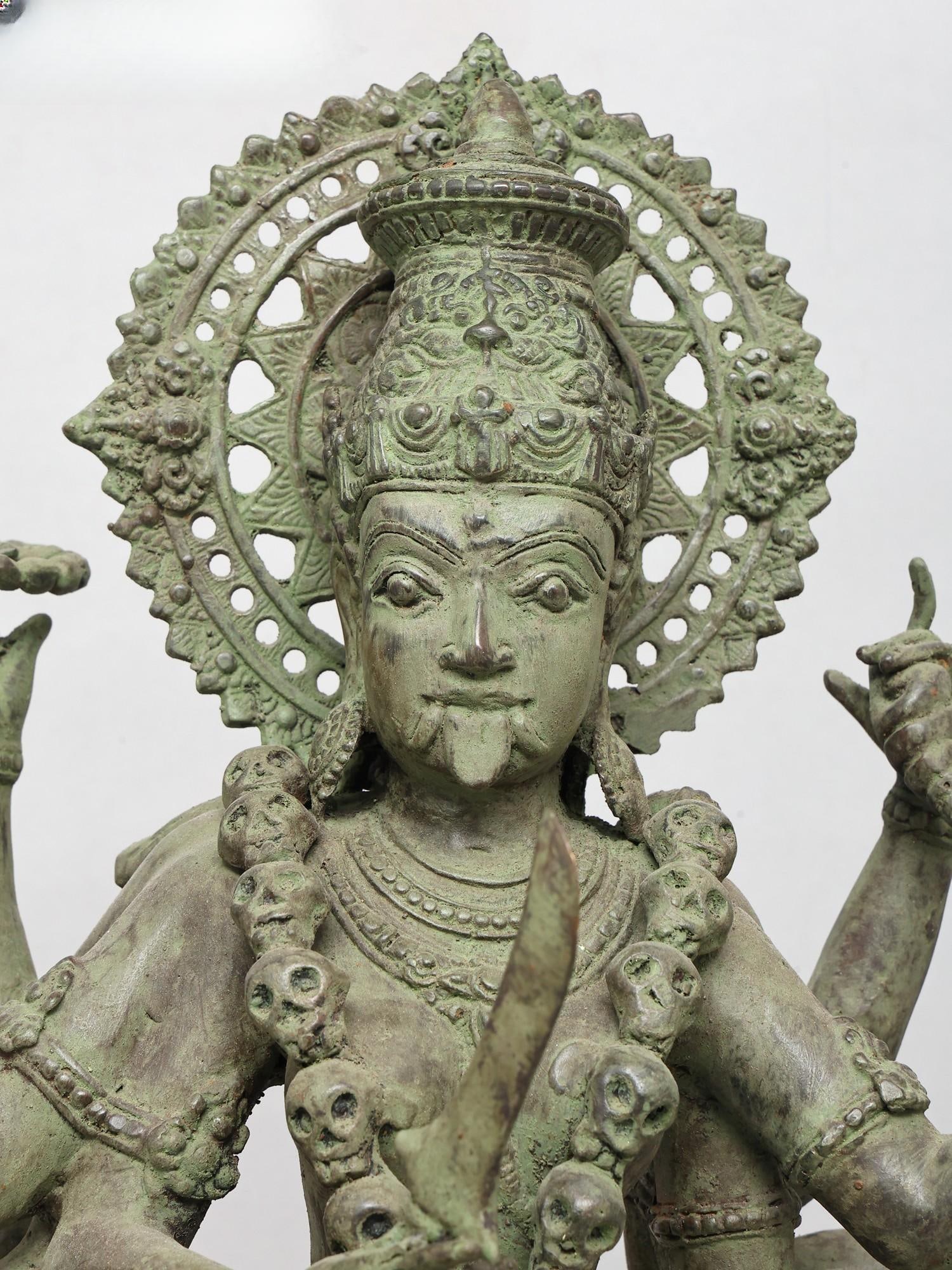 24" Ten Armed Goddess Kali | Brass Statue - 2