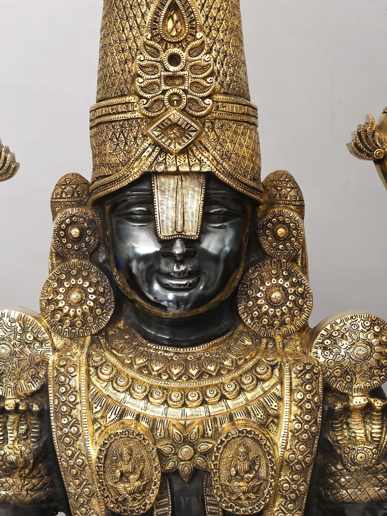 67" Large Black and Golden Tirupati Balaji (Venkateshvara) | Brass Statue - 2