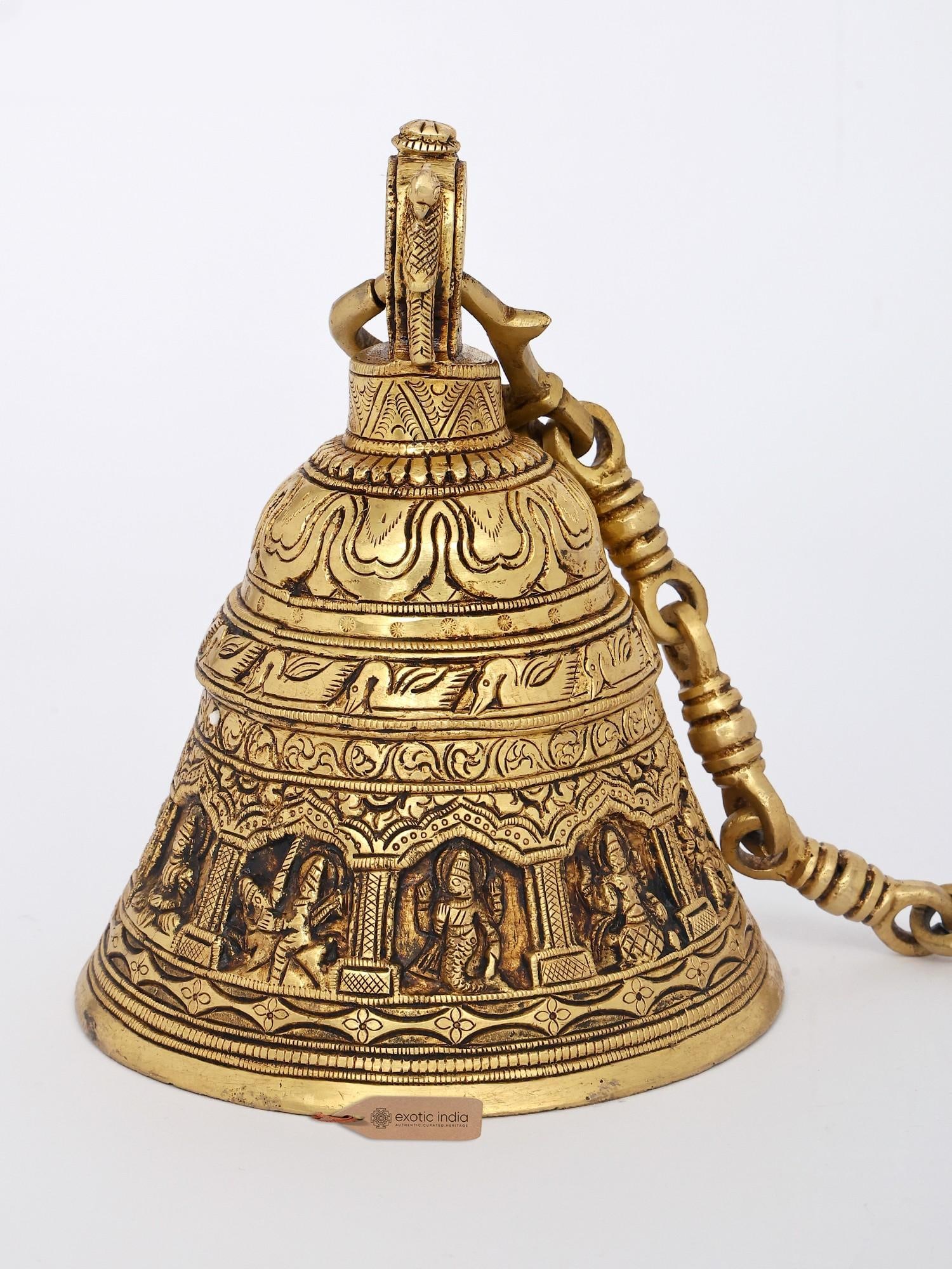 7" Brass Dashavatara Temple Hanging Bell (1 of 2)