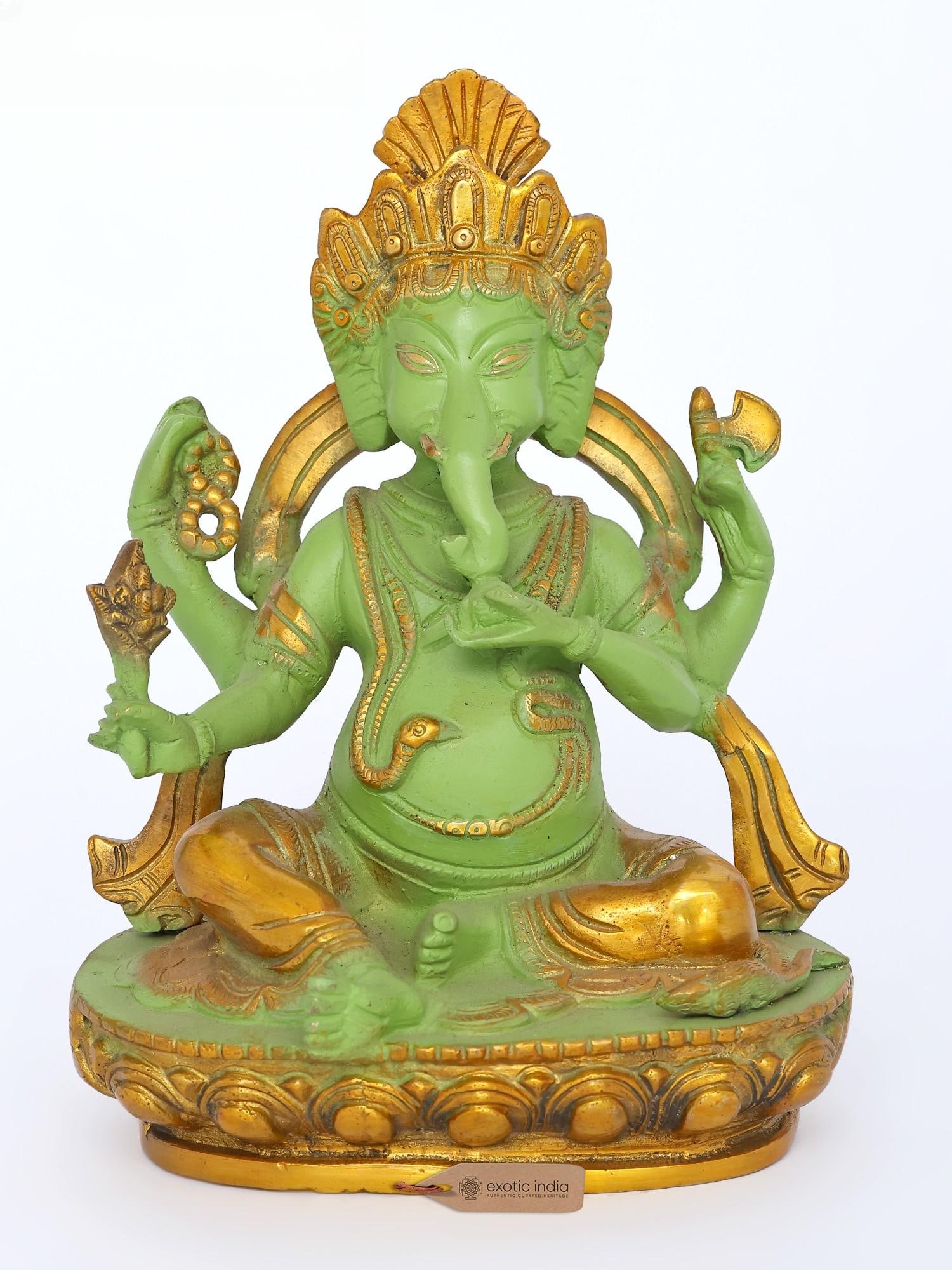 8" Nepali Ganesha | Brass Statue: Description: 8" Nepali Ganesha | Brass Statue
