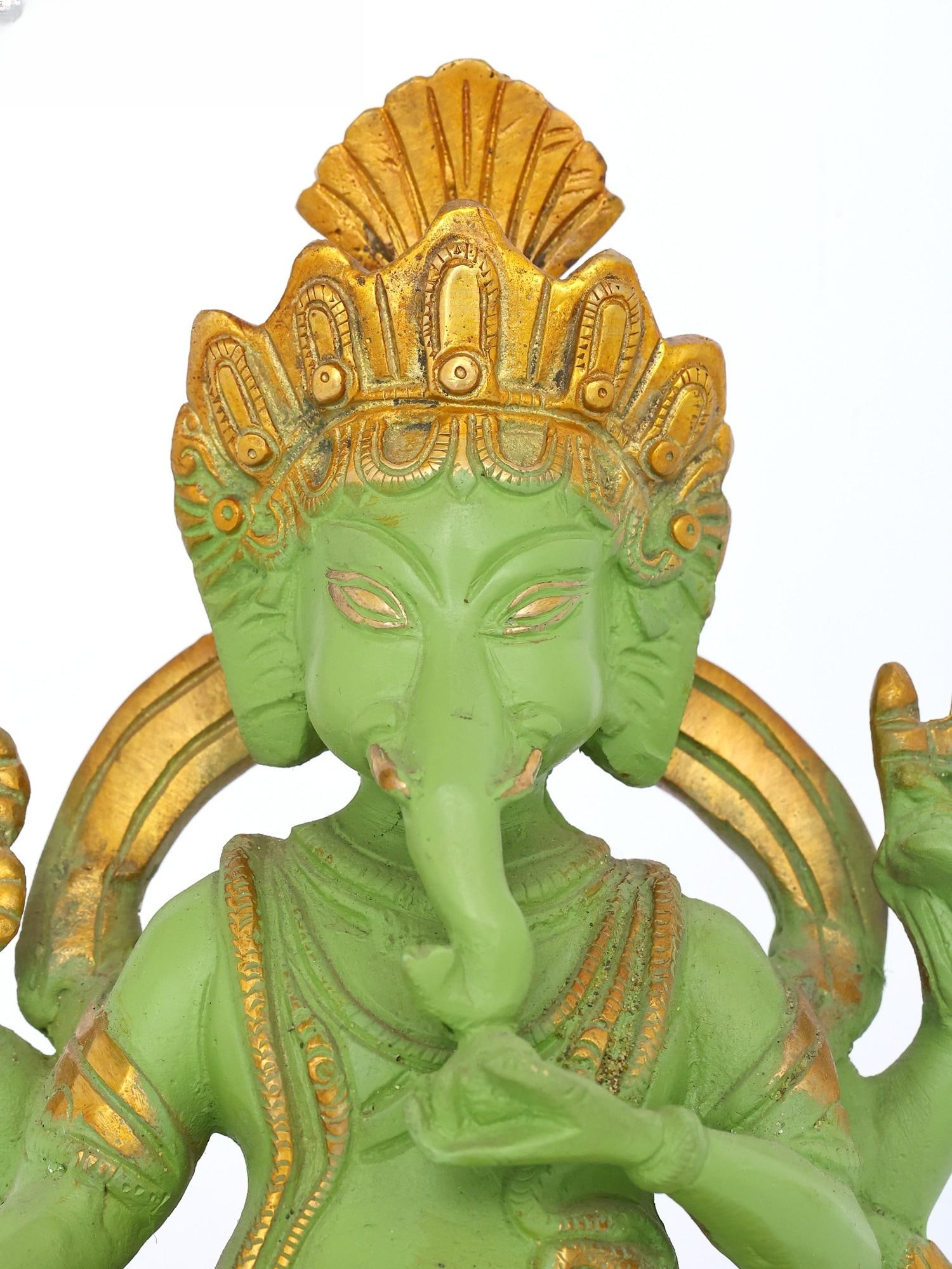 8" Nepali Ganesha | Brass Statue - 2