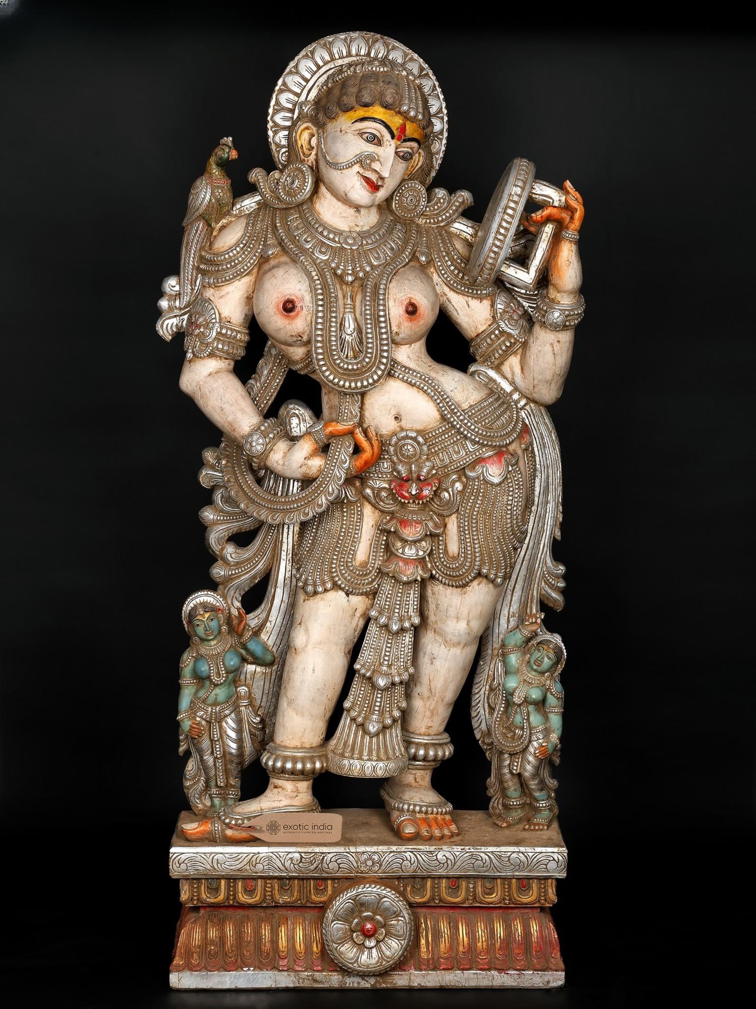 72" Huge Mirror Lady (Apsara) | Wood Carving (1 of 2)