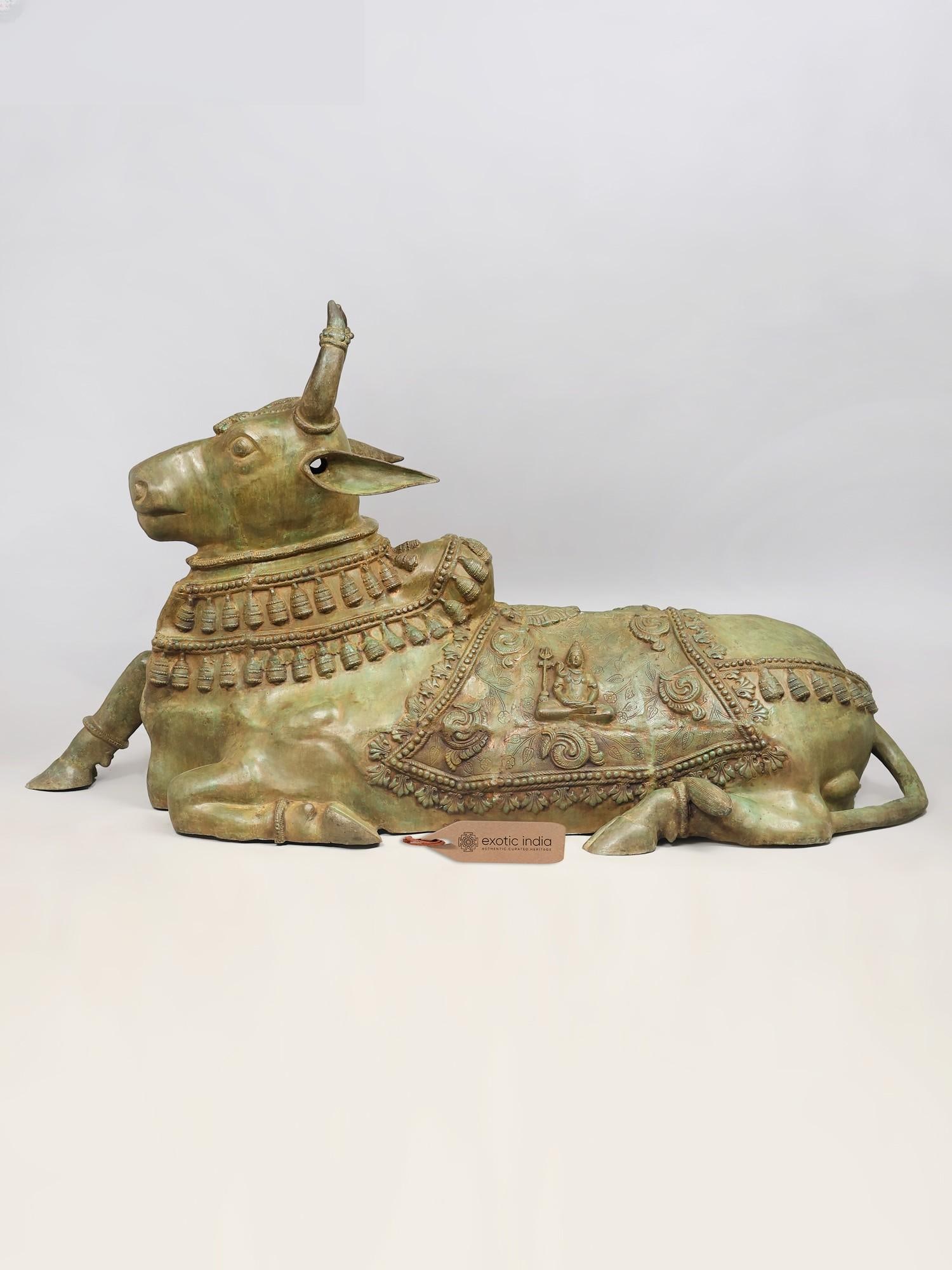 Huge Nandi - Vahana of Lord Shiva | Brass Statue: Description: Huge Nandi - Vahana of Lord Shiva | Brass Statue