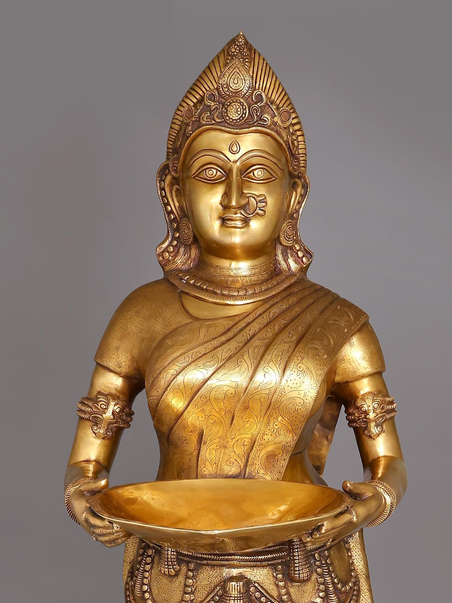82" Huge Deep Lakshmi | Brass Statue - 2
