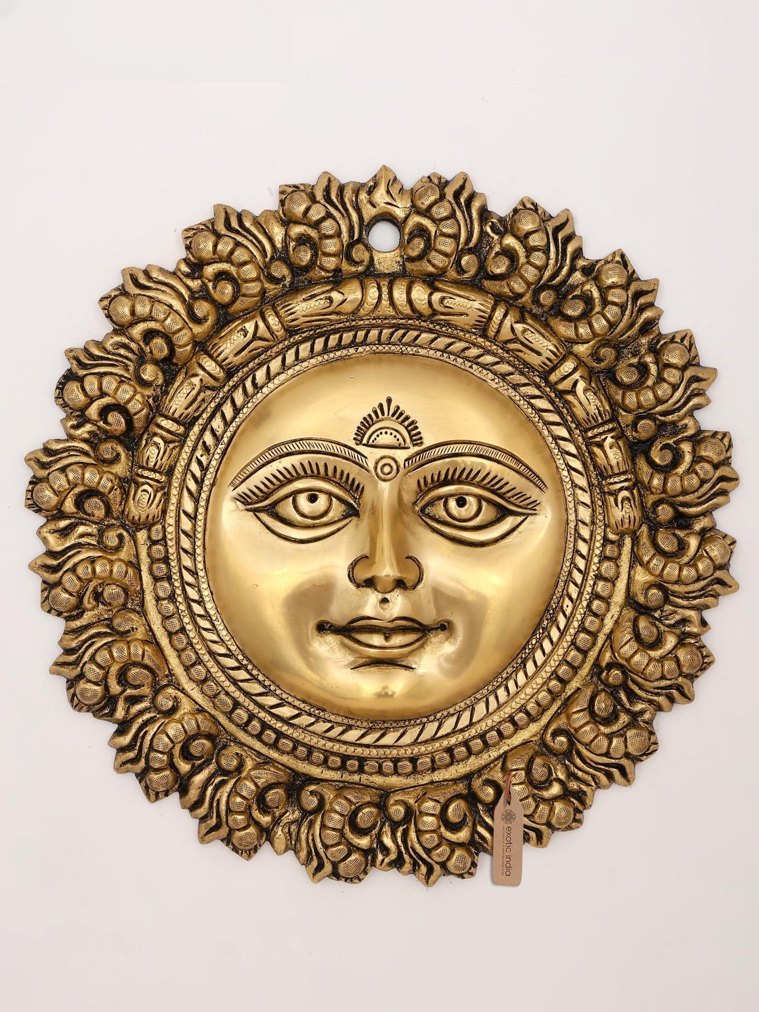 10" The Sun God - Lord Surya | Wall Hanging Brass Statue (1 of 2)