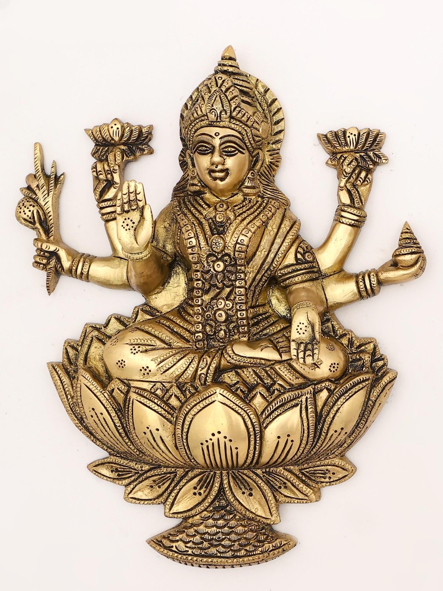 11" Wall Hanging Lakshmi Ganesha Pair | Brass Statues - 2