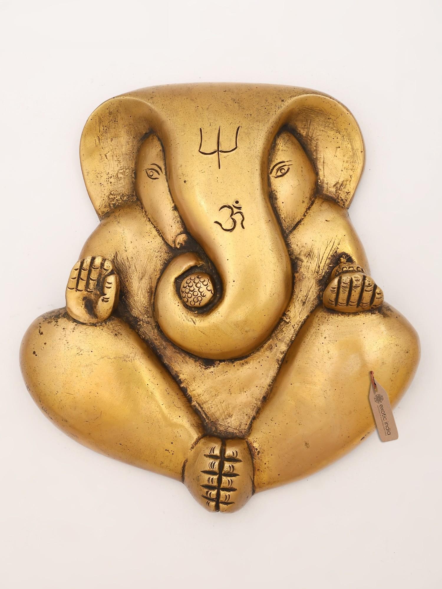7" Modern Ganesha Brass Statue | Wall Hanging (1 of 2)