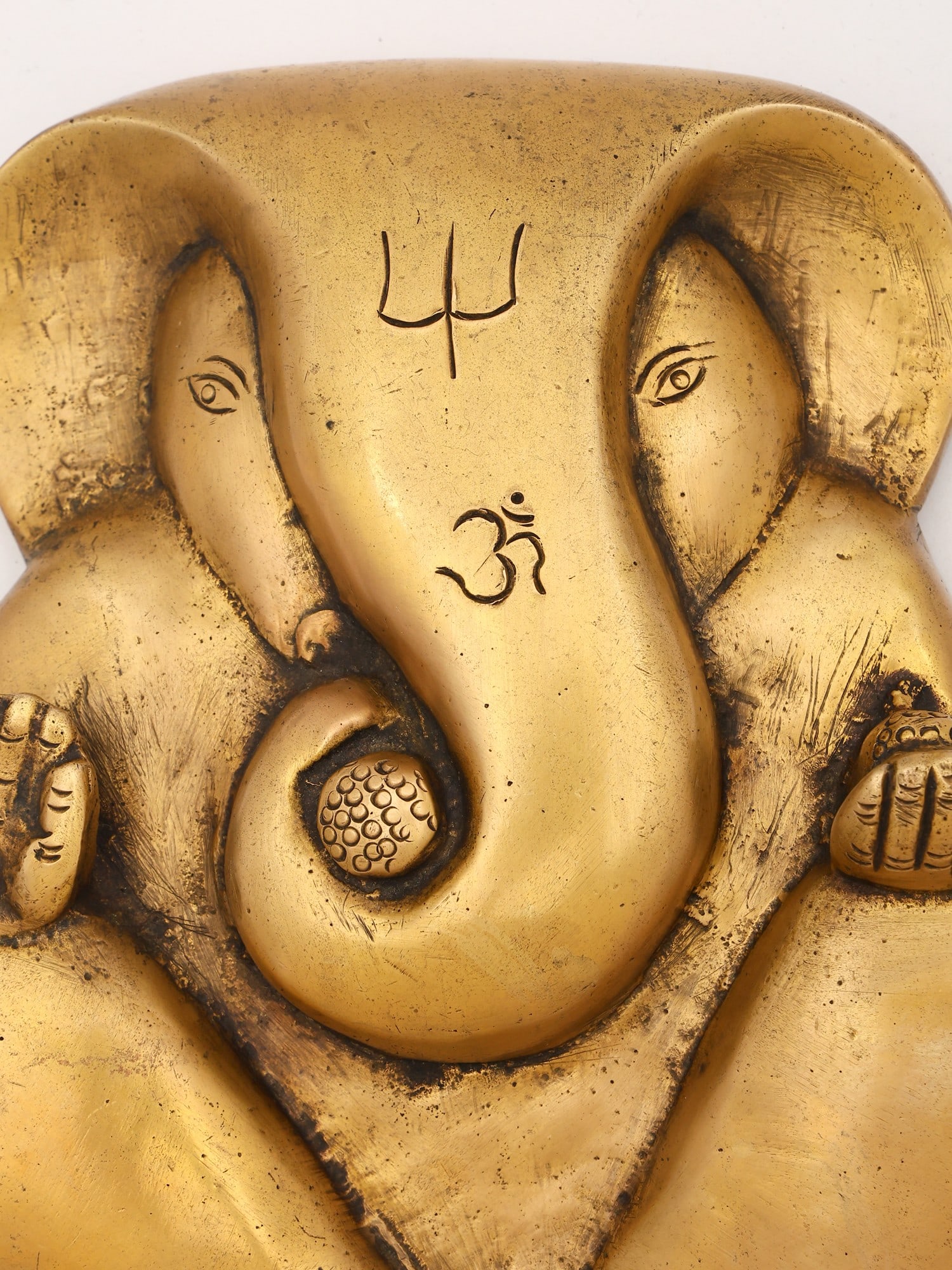 7" Modern Ganesha Brass Statue | Wall Hanging - 2