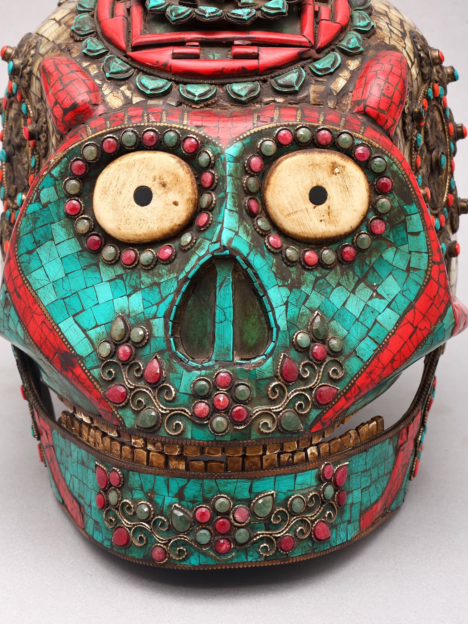 13" Tibetan Buddhist Skull (With Ashtamangala on Reverse Side) - 2