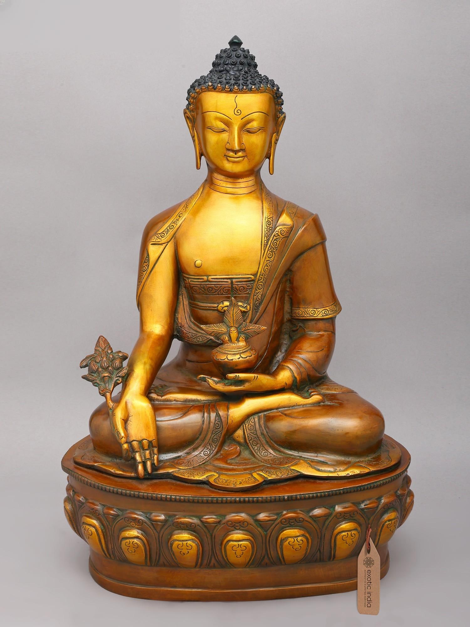21" Brass Medicine Buddha | Brass Statue: Description: 21" Brass Medicine Buddha | Brass Statue