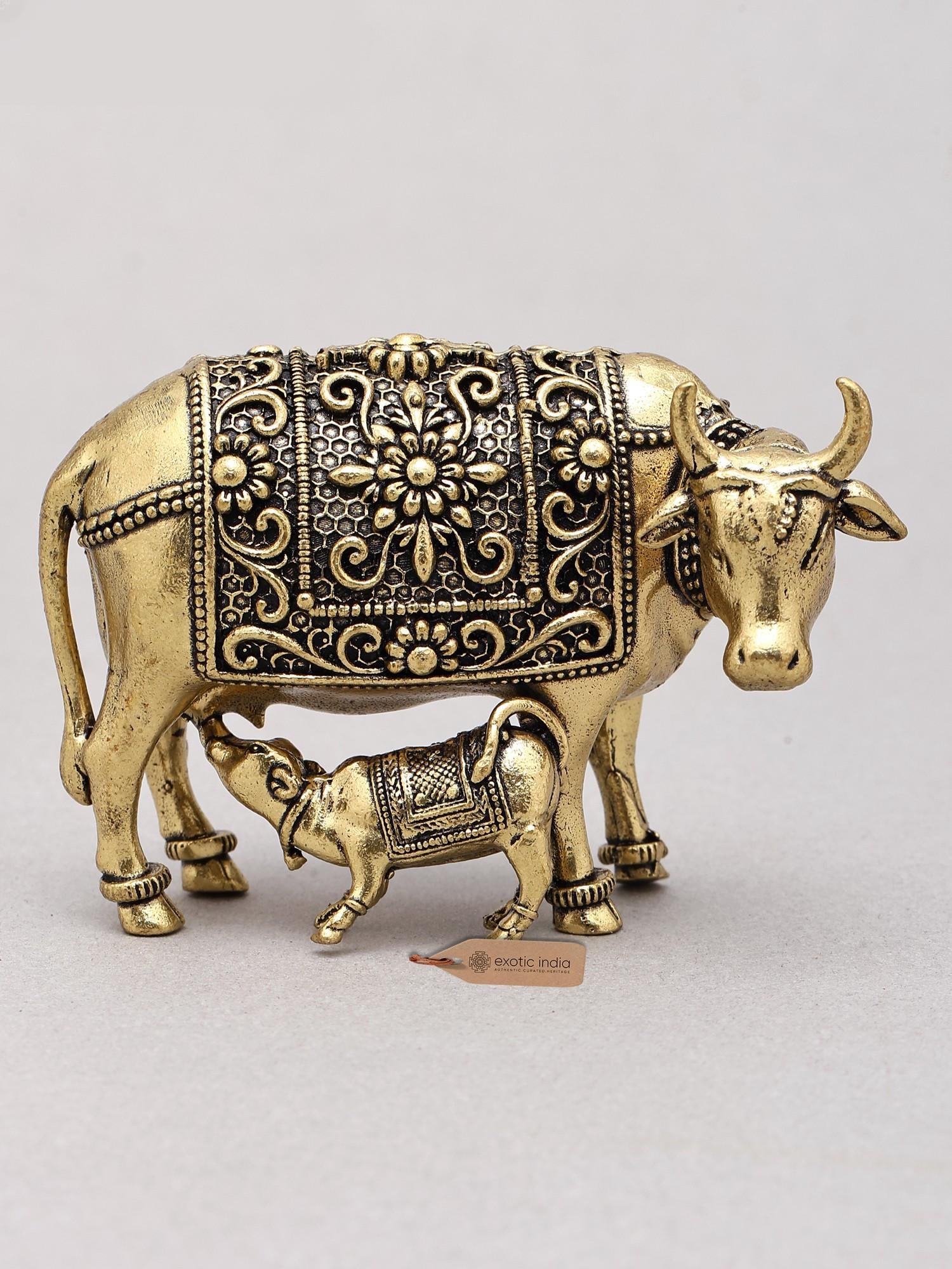 3" Small Brass Superfine Cow and Calf: Description: 3" Small Brass Superfine Cow and Calf