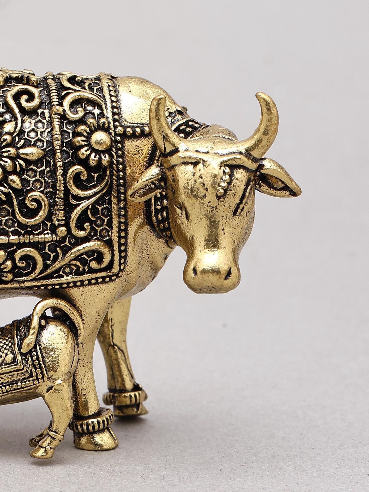 3" Small Brass Superfine Cow and Calf - 2