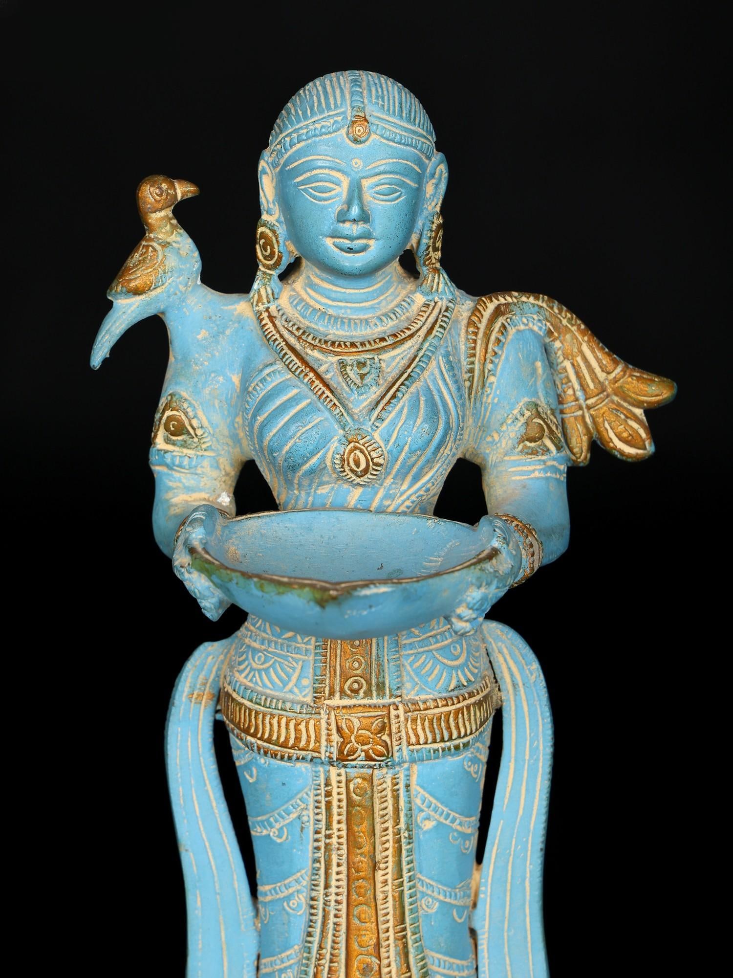 11" Deeplakshmi Statue in Brass - 2