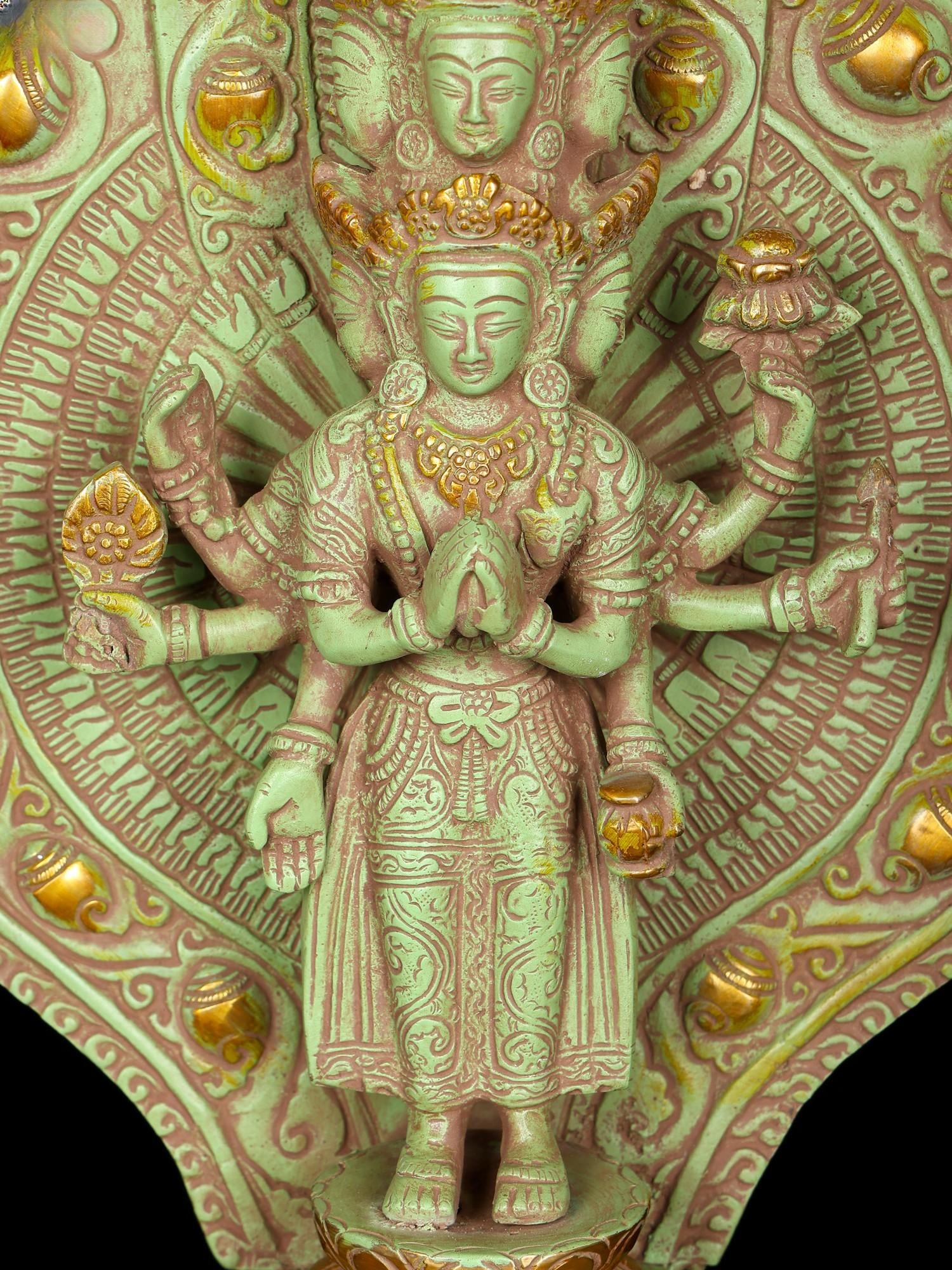 15" Standing Eleven Headed Avalokiteshvara | Brass Statue - 2