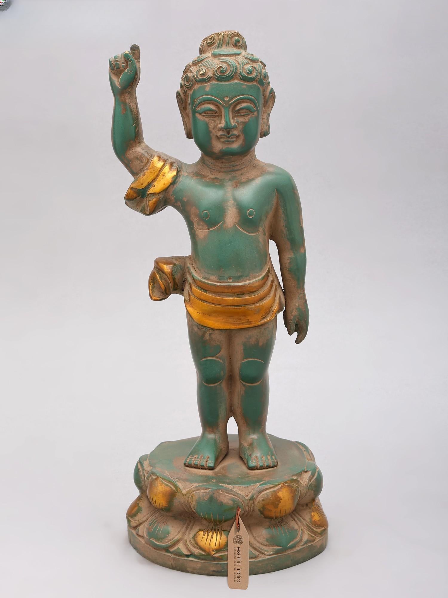 14" Standing Baby Buddha (Siddharth Gautam) | Brass Statue (1 of 2)