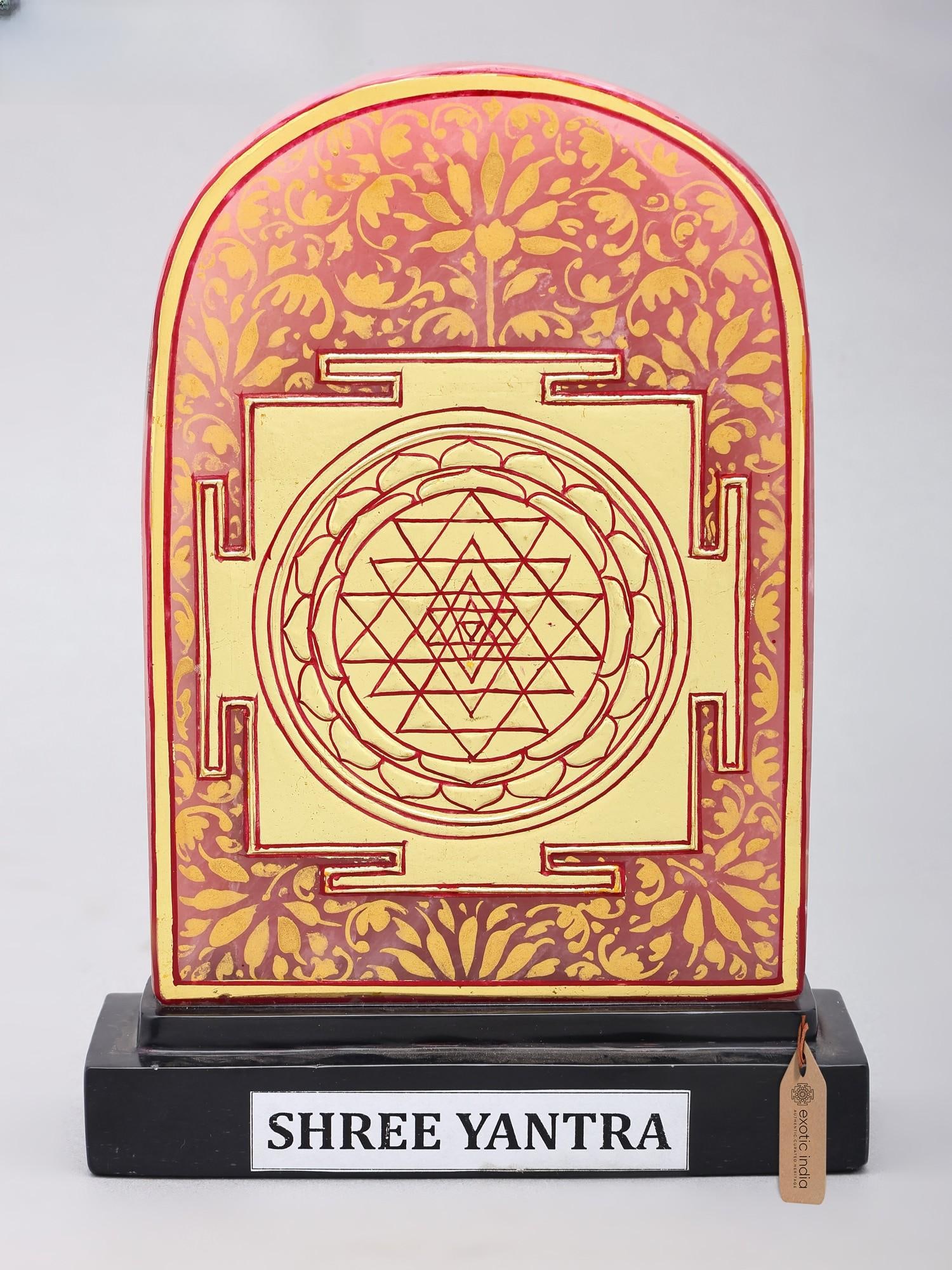 8" Shree Yantra on Rose Quartz Gemstone | Handcrafted Spiritual Vastu Yantra: Description: 8" Shree Yantra on Rose Quartz Gemstone | Handcrafted Spiritual Vastu Yantra