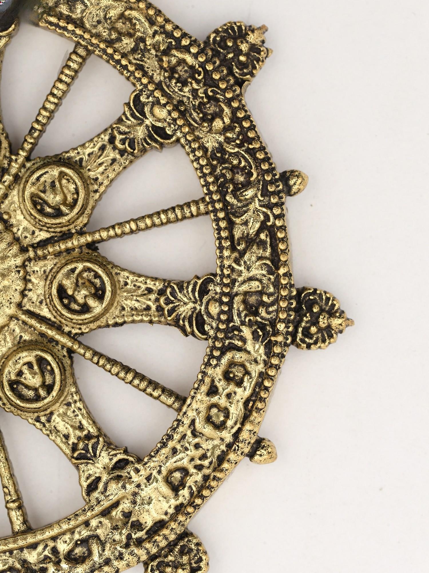 4" Small Superfine Wall Hanging Konark Chakra in Brass - 2