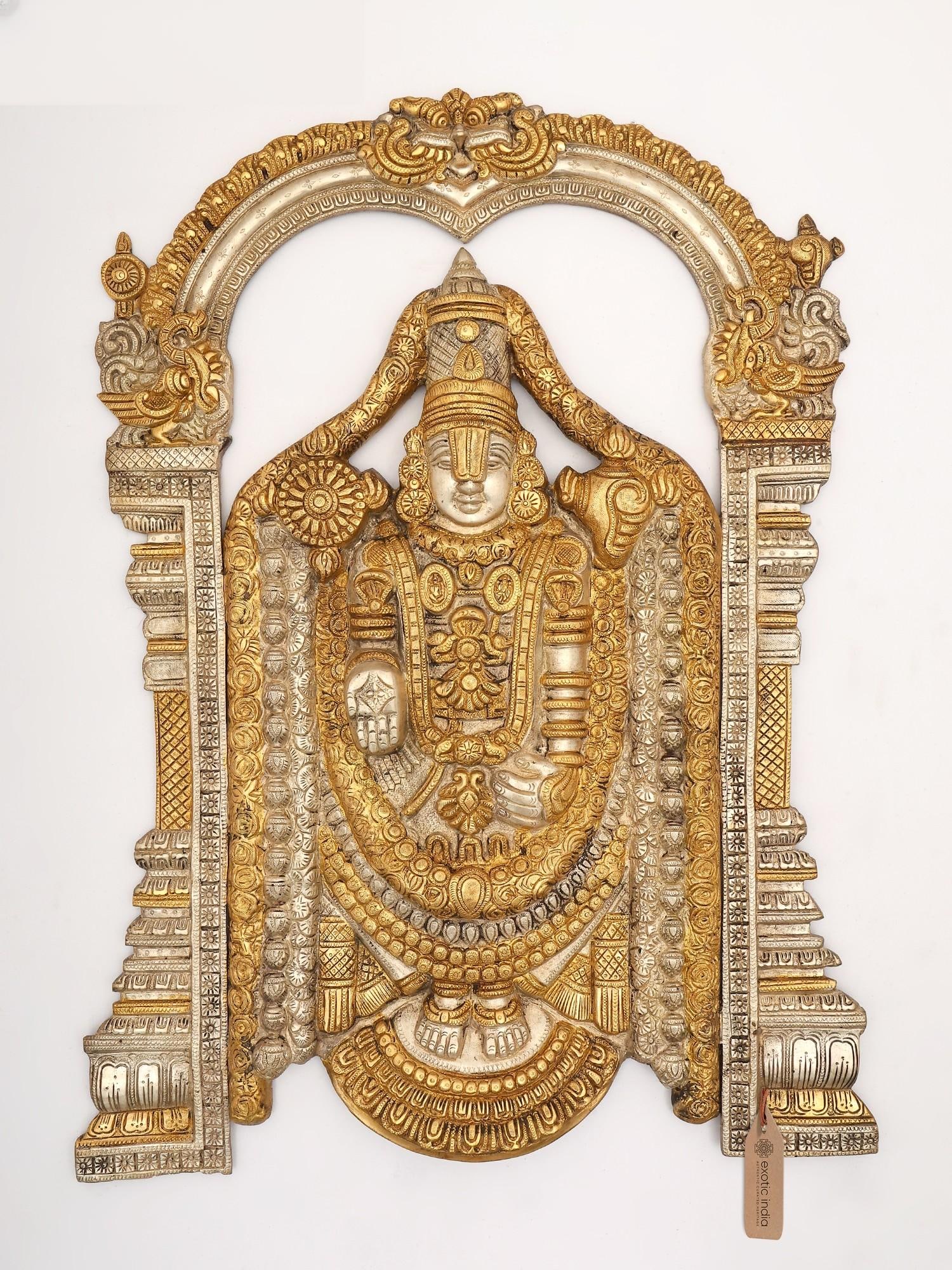 24" Tirupati Balaji (Venkateshvara) Wall Hanging | Brass Statue (1 of 2)