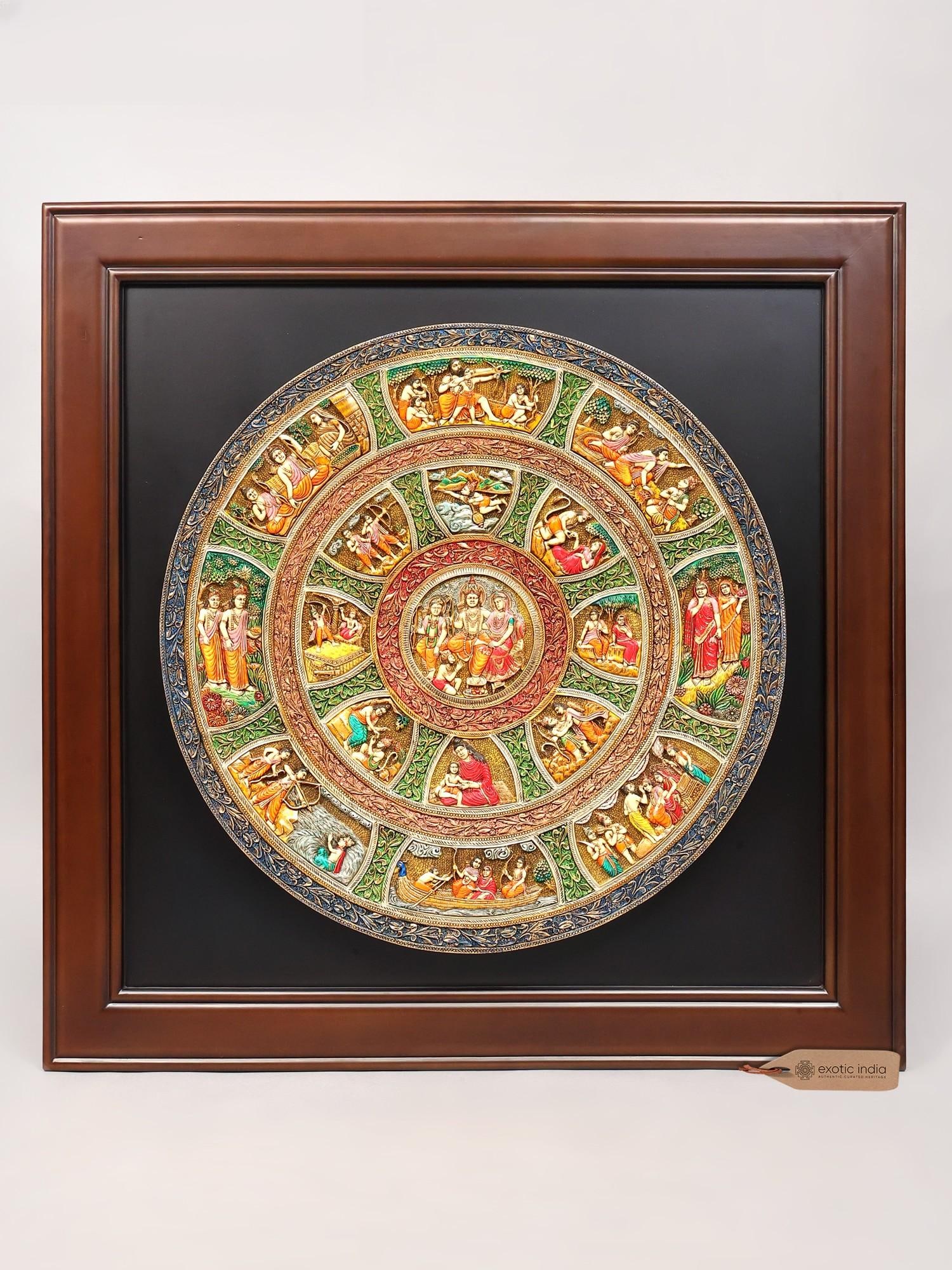 42" Wood Framed Shri Rama Lila (Rama's Story) Panel | Wall Hanging (1 of 2)