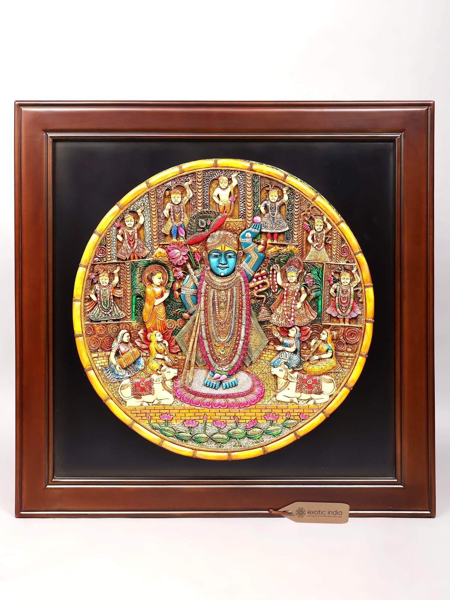 42" Wood Framed Shrinathji Panel | Wall Hanging (1 of 2)
