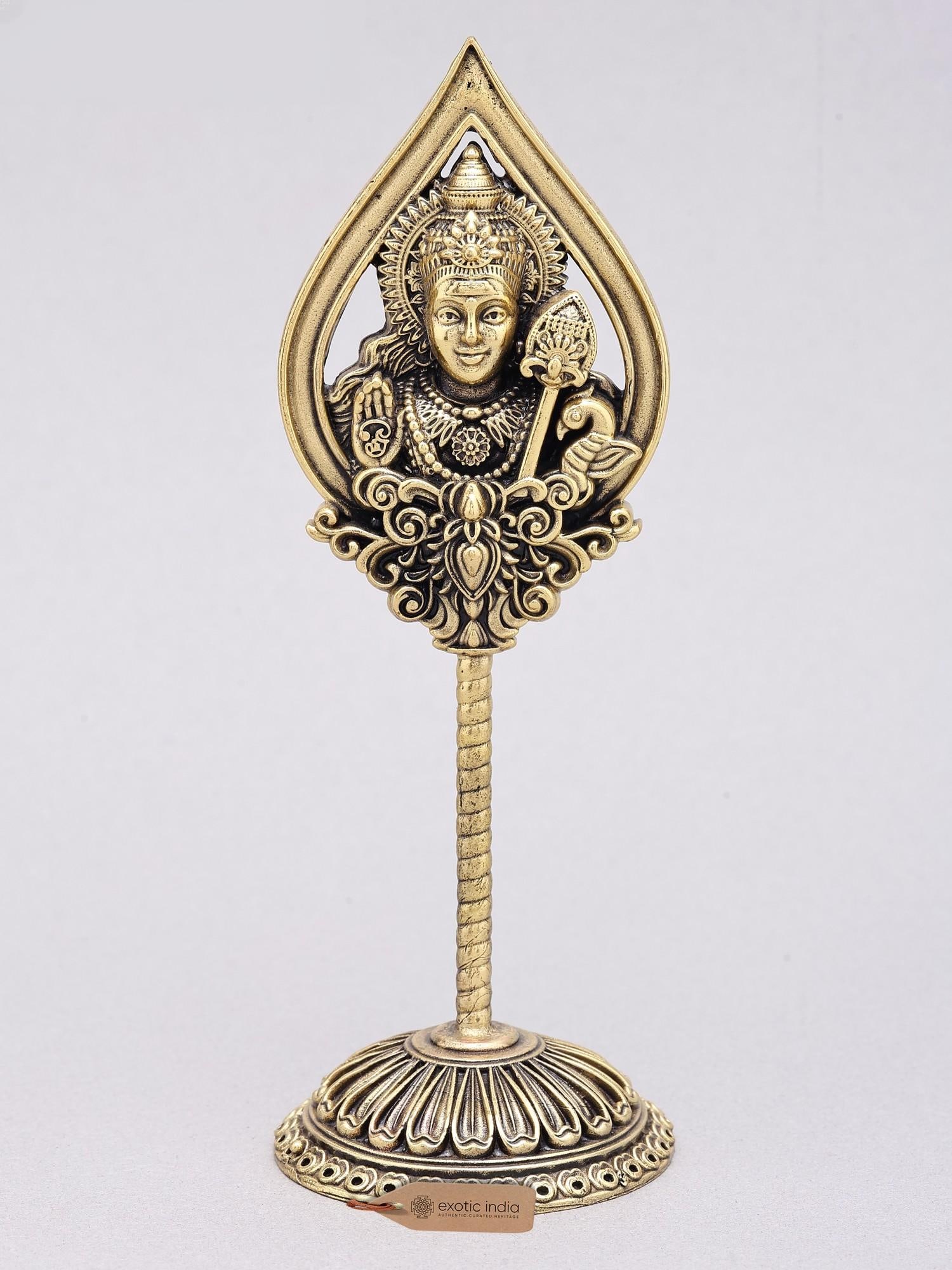 6" Small Superfine Lord Karttikeya (Murugan) Vel in Brass (1 of 2)