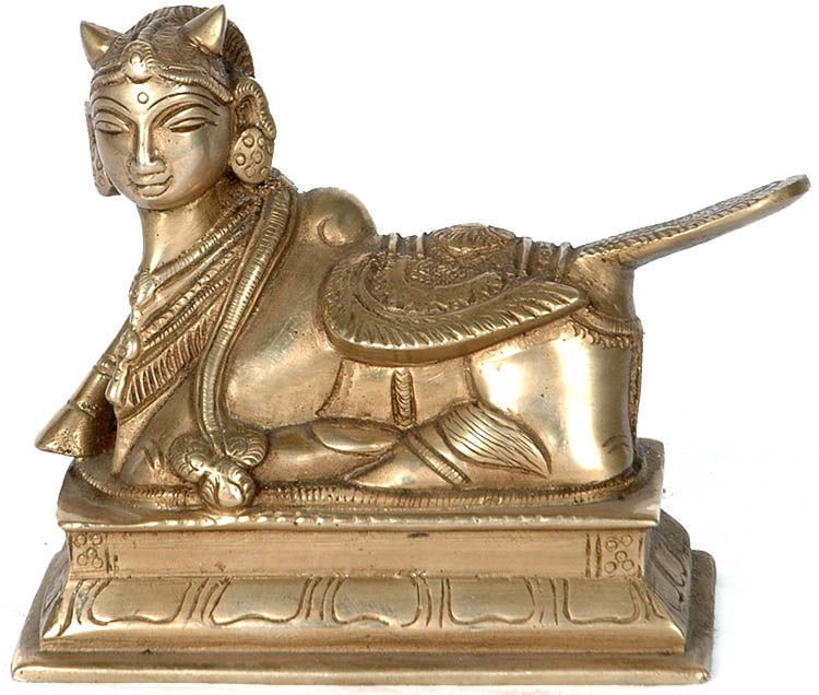5" Kamadhenu Cow Sculpture in Brass | Handmade | Made in India: Description: See It In Your Home As the wish-fulfilling embodiment, Kamadhenu's presence transcends the realm of mere aesthetics. Place this divine sculpture in your home , and feel its energy resonat