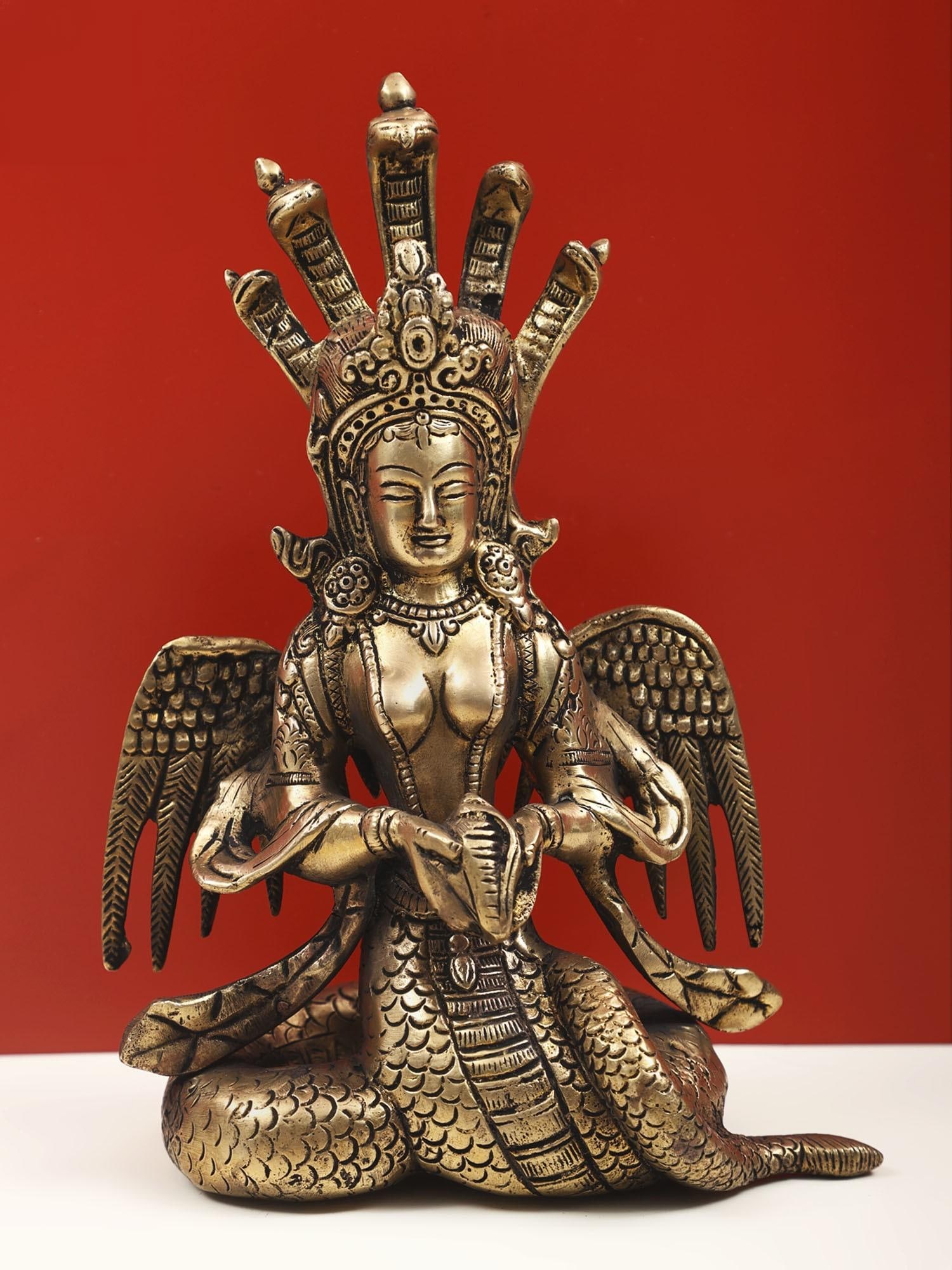 8" Naga Kanya In Brass: Description: See It In Your Home
