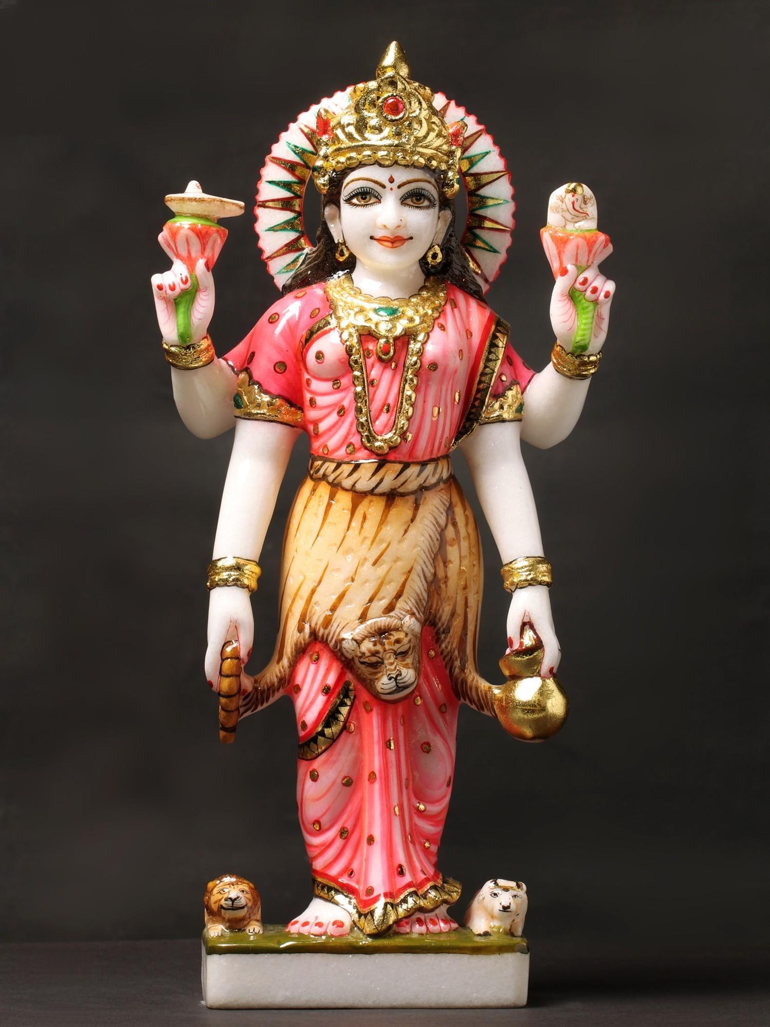 The Beauteous Devi Parvati, Tiger-skin Over Her Saree: Description: The beauty of Devi Parvati is supreme. She is wife to the Lord of destruction, the great Lord Shiva. With Him She resides in Kailash Mansarovar, Her skin the same colour as the pristine s