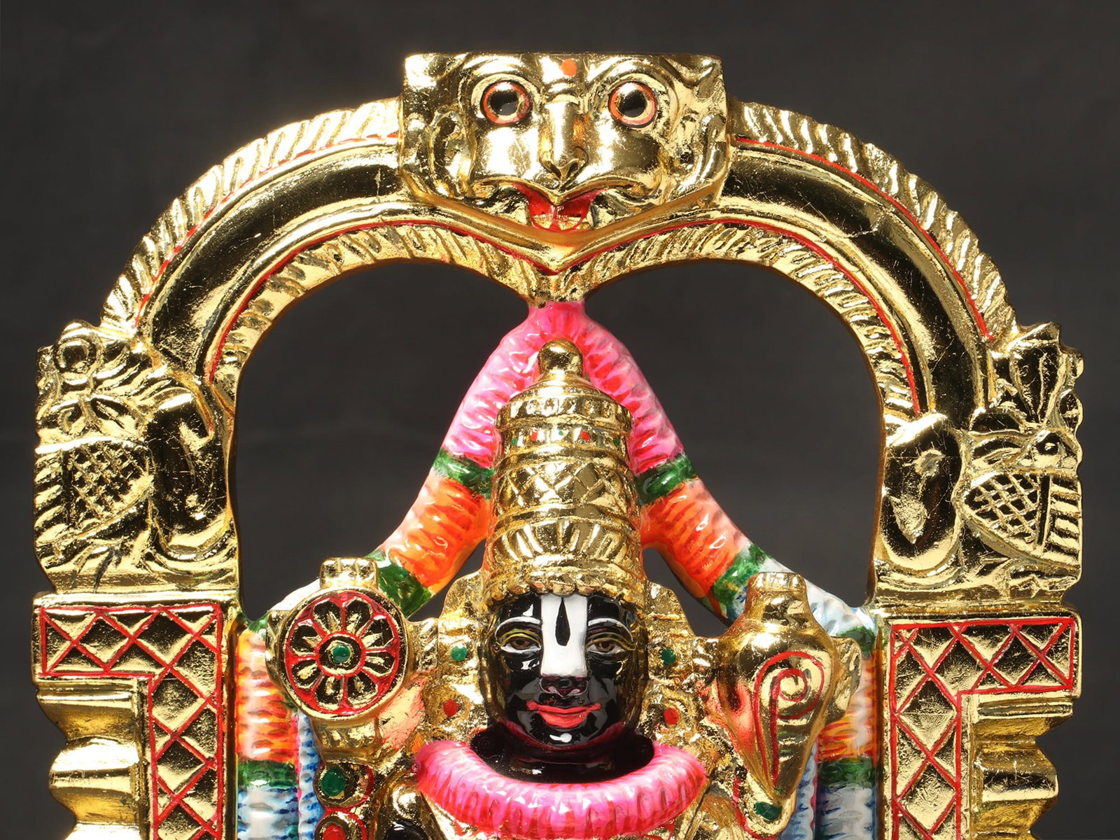 Lord Venkateshvara Black Marble Sculpture | Tirupati Balaji Black Stone Statue: Description: Lord Venkateshwara god of Tirumala Tirupati is also called Balaji and is considered as a form of Hindu god Maha Vishnu. The hill on which his temple is situated is called Vengada or