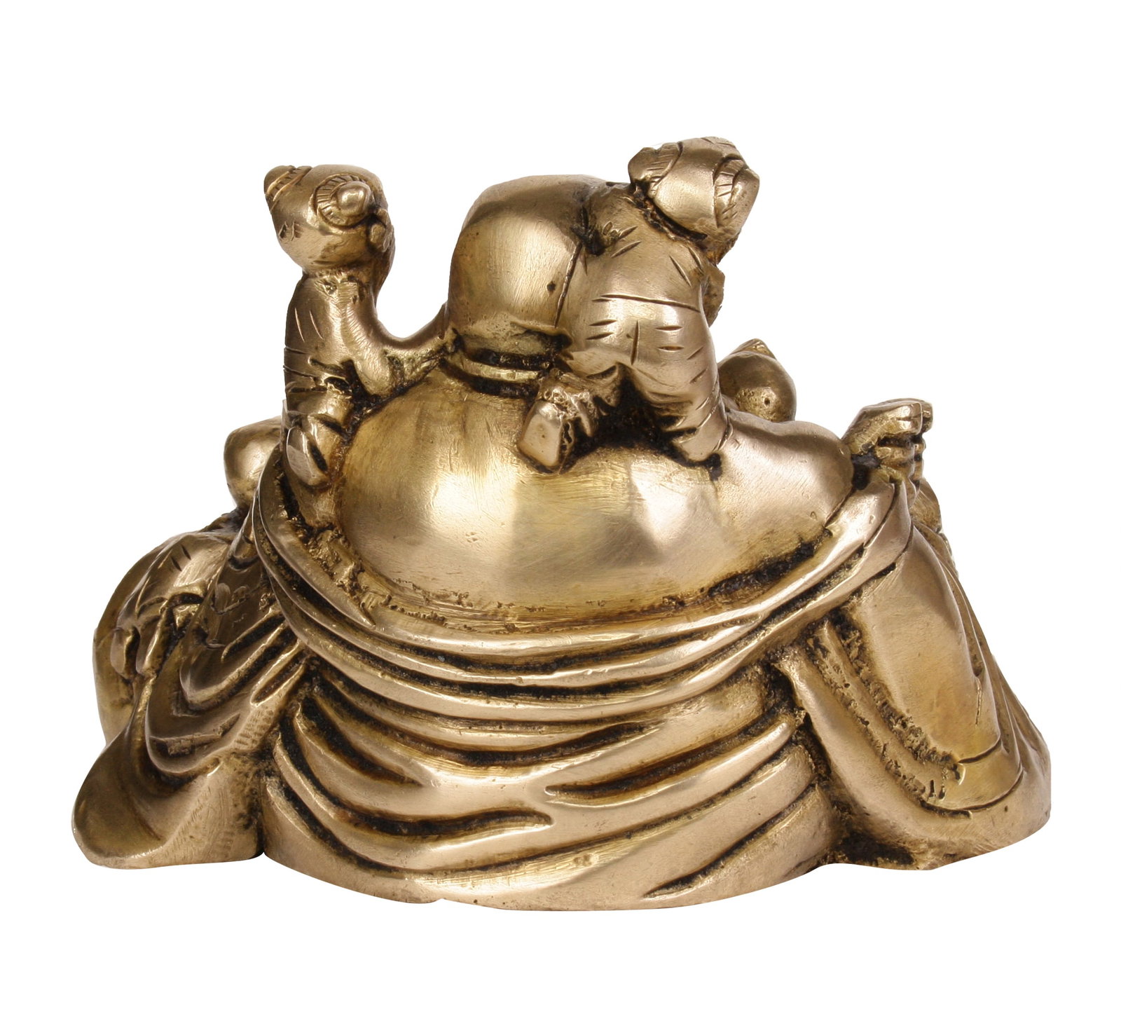 4" Laughing Buddha in Brass | Handmade | Made in India - 2