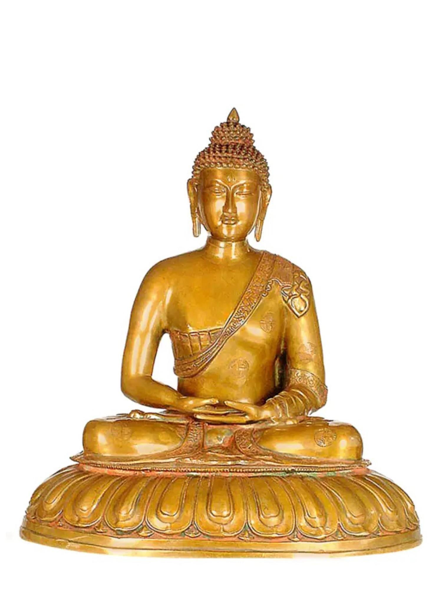 Large Size Meditating Buddha (Tibetan Buddhist Deity) In Brass | Handmade | Made In India: Description: Large Size Meditating Buddha (Tibetan Buddhist Deity) In Brass | Handmade | Made In India