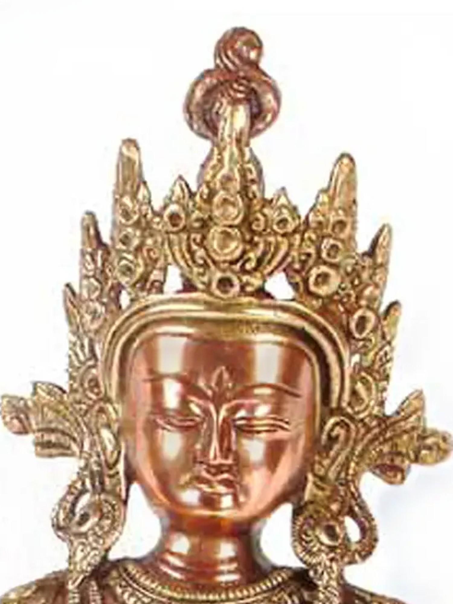13" Vajrasattva Brass Statue – Tibetan Buddhist Divine Priest of Purification | Handmade in - 2