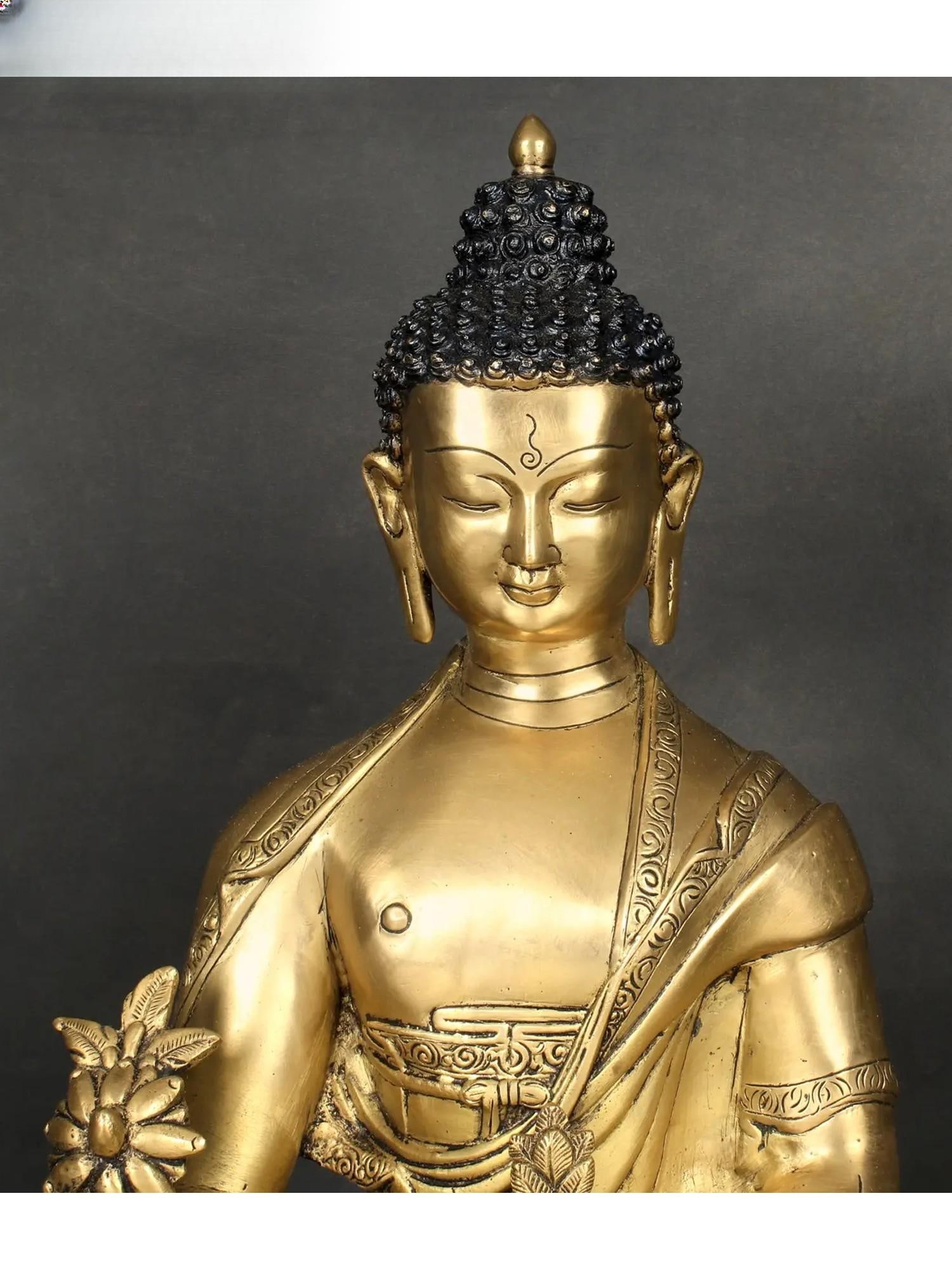 19" The Dharma of Healing (Tibetan Buddhist Deity) In Brass | Handmade | Made In India - 2