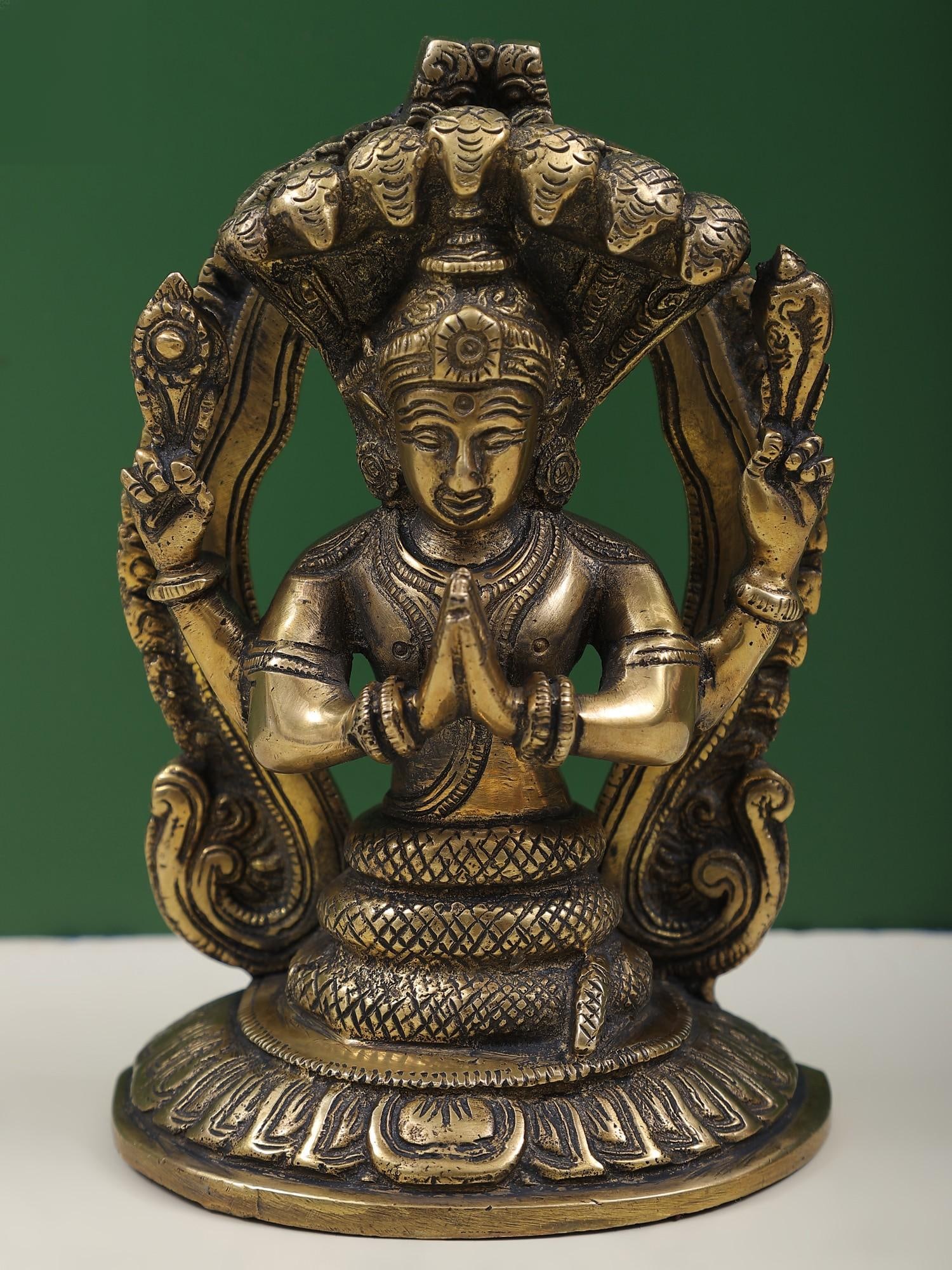 7" Elegant Patanjali Brass Sculpture | Masterpiece of Indian Craft | Spiritual & Yoga Decor (1 of 2)