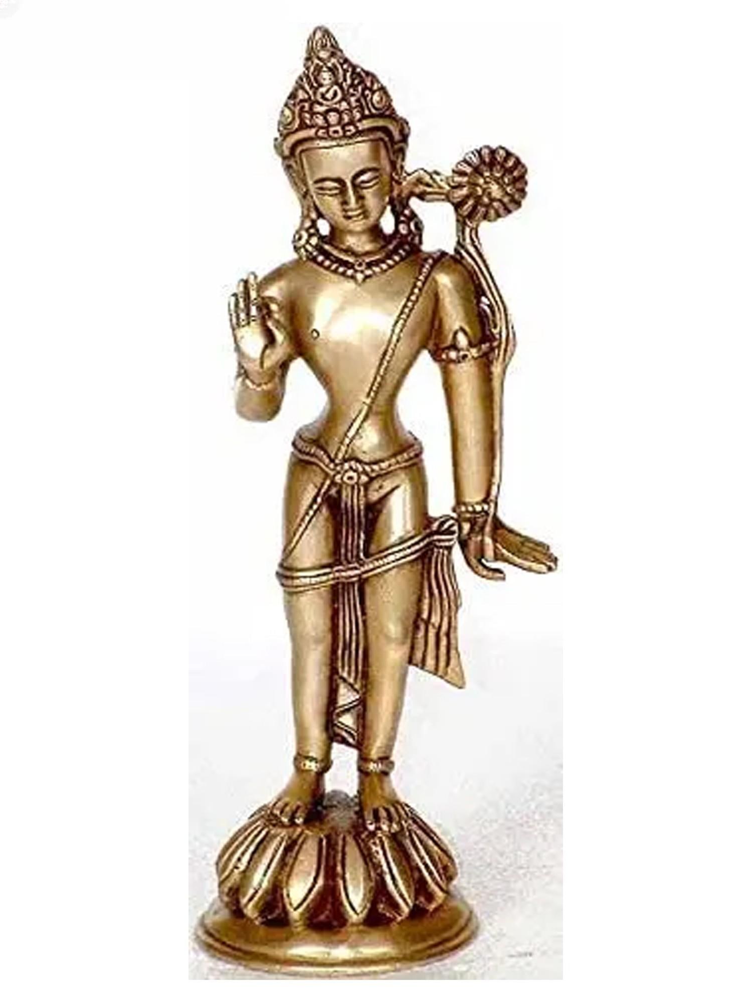 10" Padampani Avalokiteshvara in Brass | Handmade Buddhist Statue | Made in India (1 of 1)