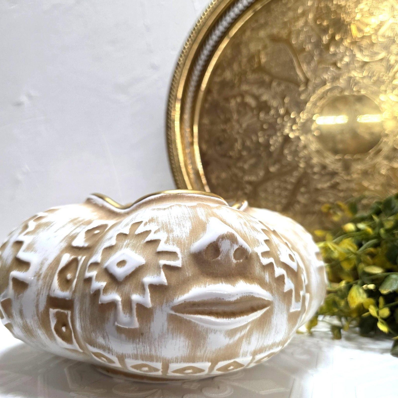 1960 Rare Haeger Face Planter Cachepot Organic Modern Art Pottery Shelf Bookcase Decor - 11