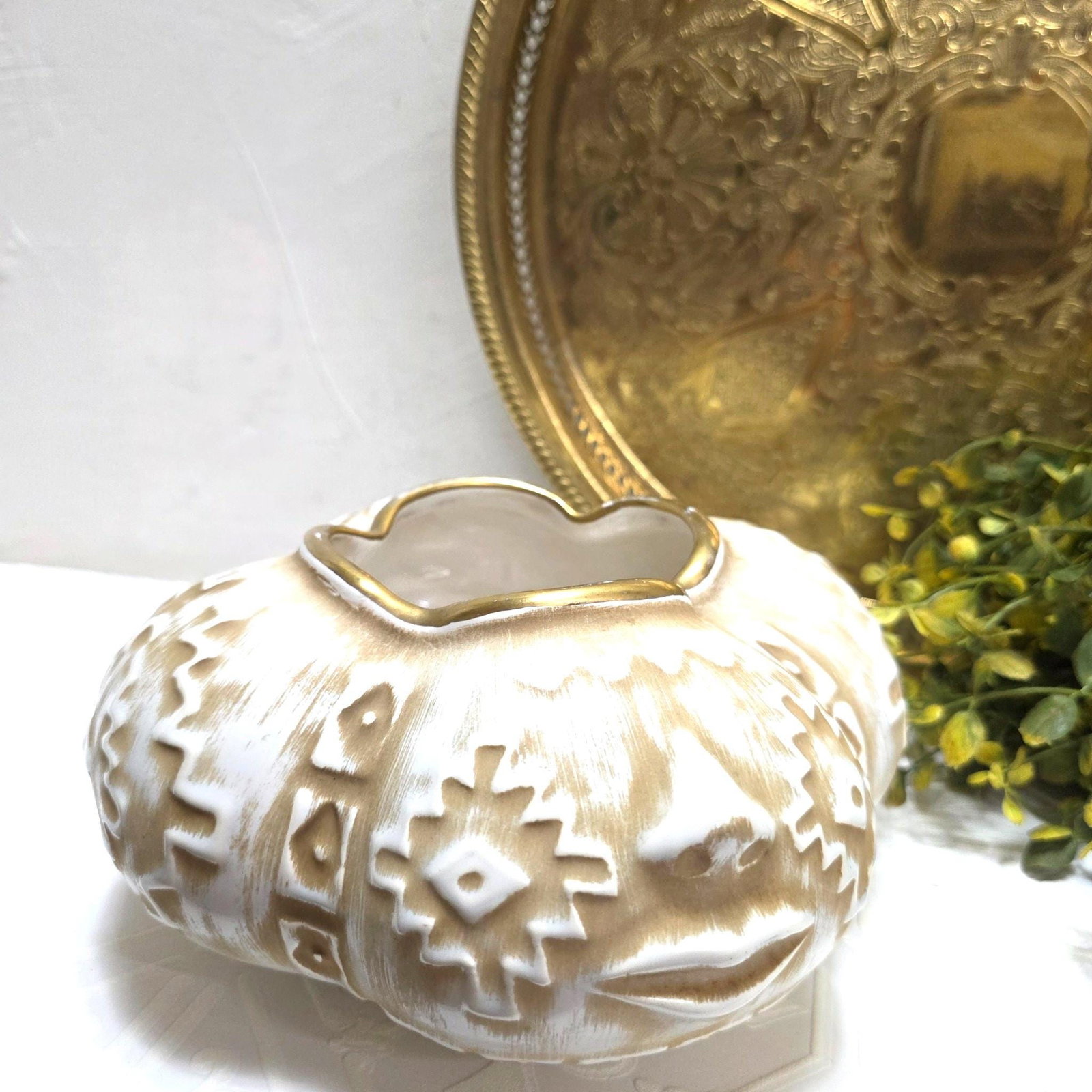 1960 Rare Haeger Face Planter Cachepot Organic Modern Art Pottery Shelf Bookcase Decor - 12