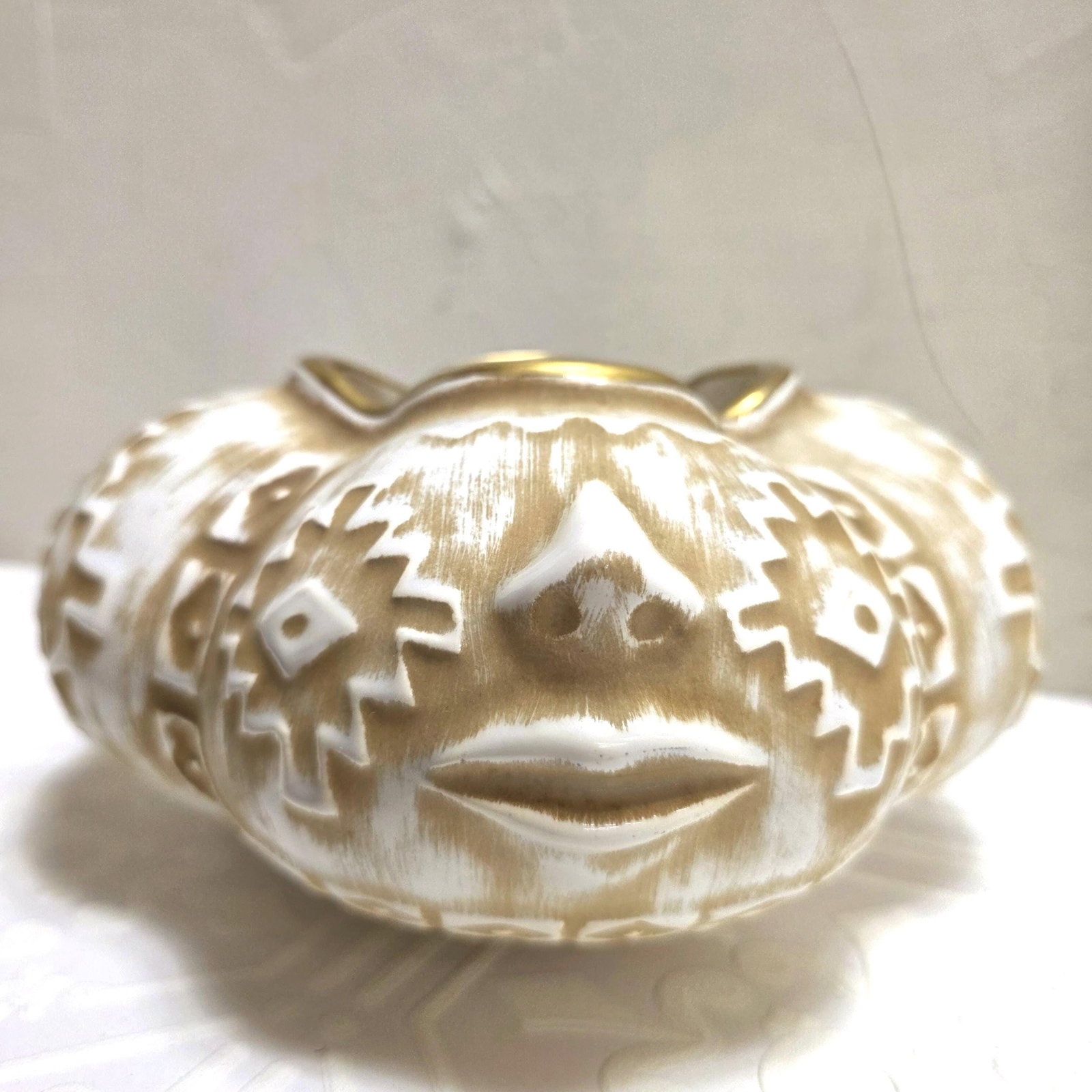 1960 Rare Haeger Face Planter Cachepot Organic Modern Art Pottery Shelf Bookcase Decor - 15